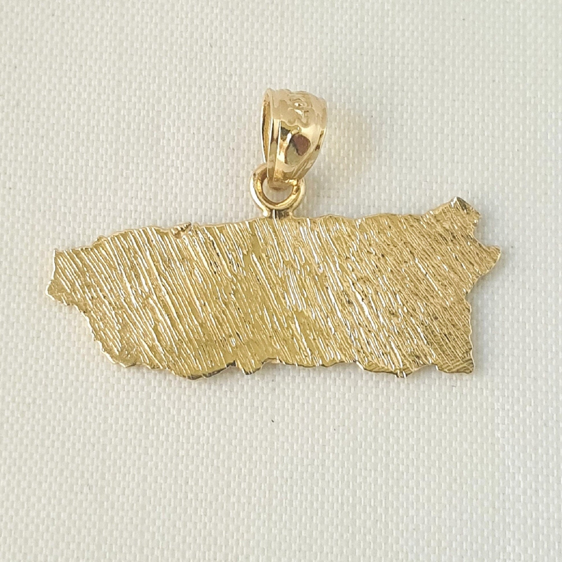14k Yellow Gold Puerto Rico Island Pendant