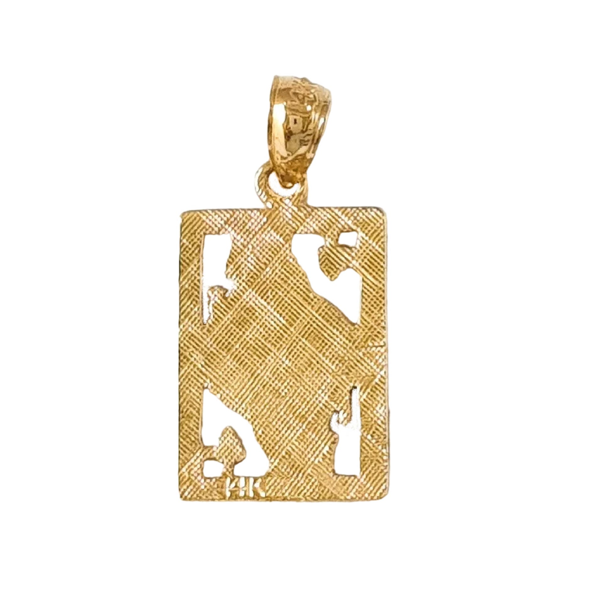14K Yellow Gold Queen of Hearts Playing Card Pendant