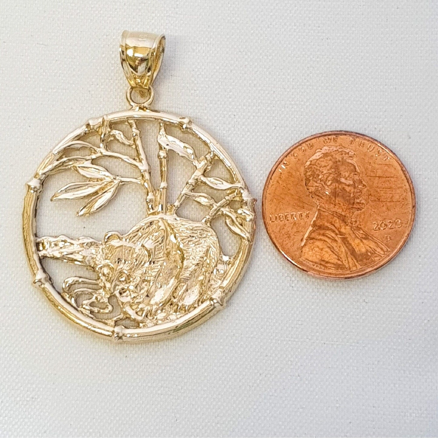 14K Yellow Gold Racoon Large Pendant