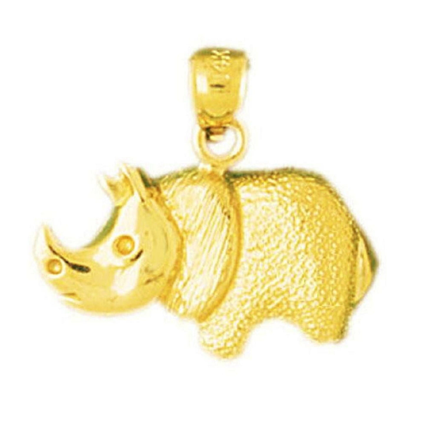14K Yellow Gold Rhinoceros, Rhino Pendant