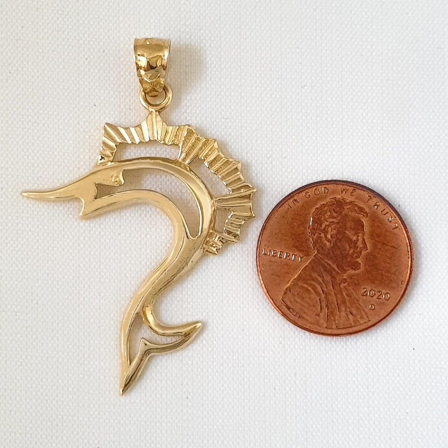 14K Yellow Gold Sailfish Marlin Pendant