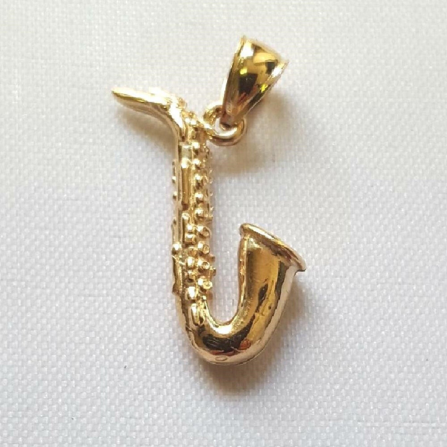 14K Yellow Gold SAXOPHONE 3D Solid Pendant