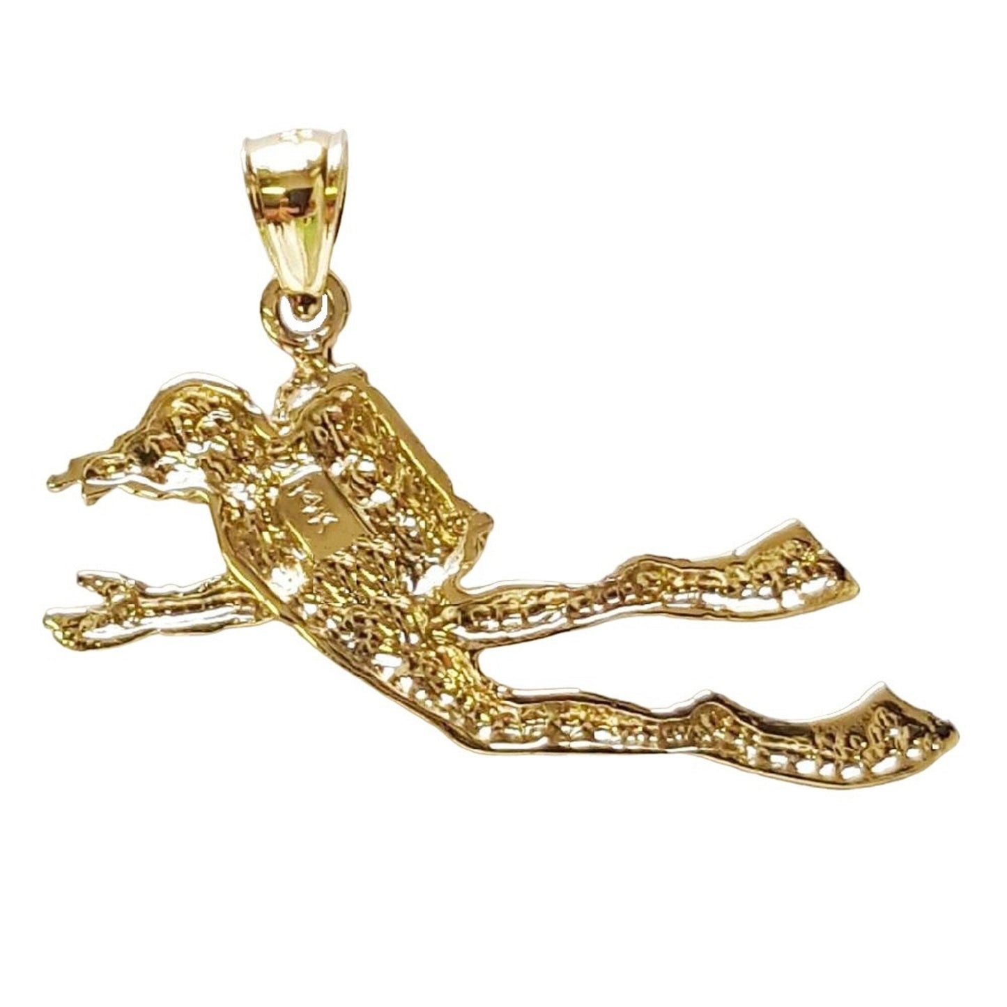 14K Yellow Gold Scuba Diver Pendant