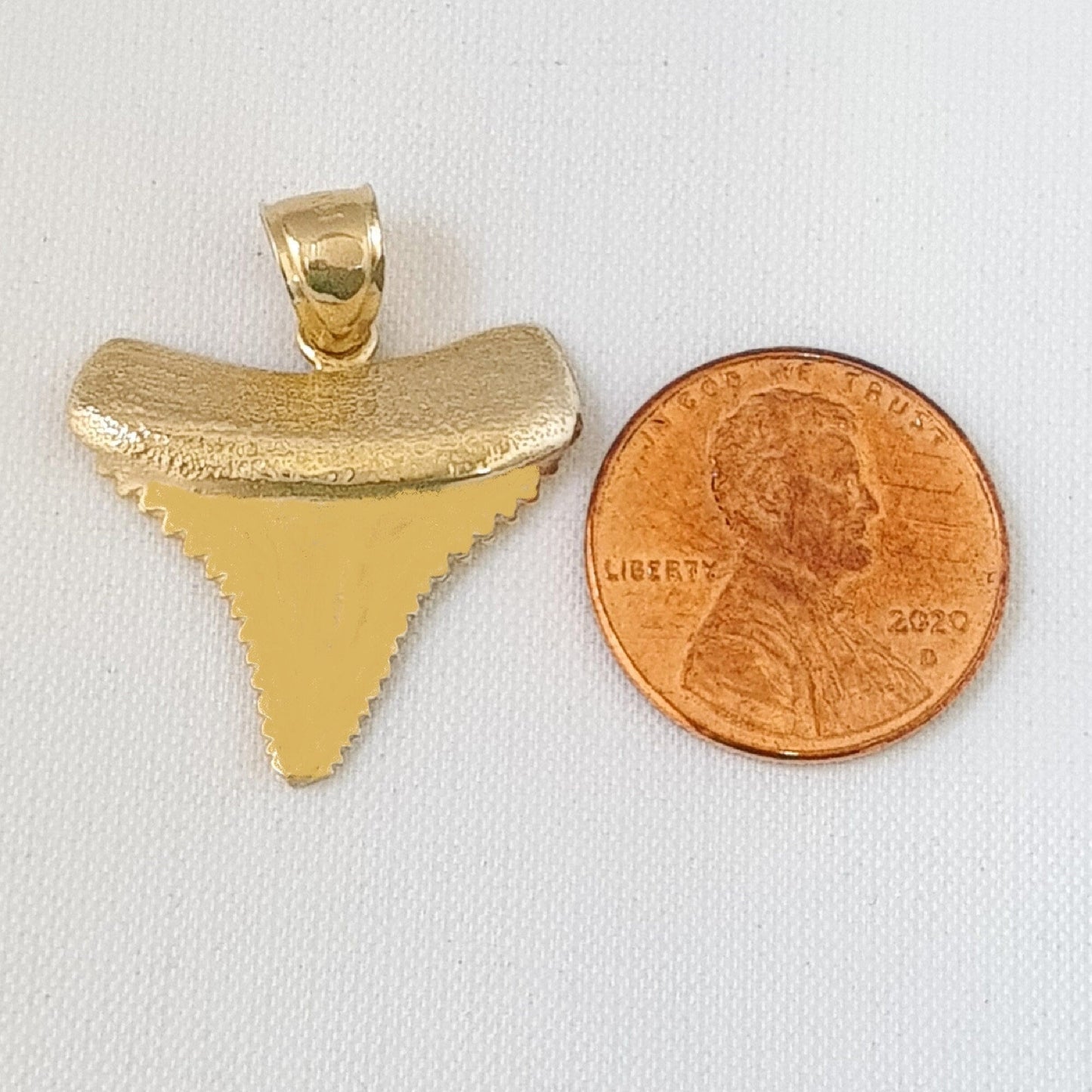 14K Yellow Gold Serrated Shark Tooth Pendant