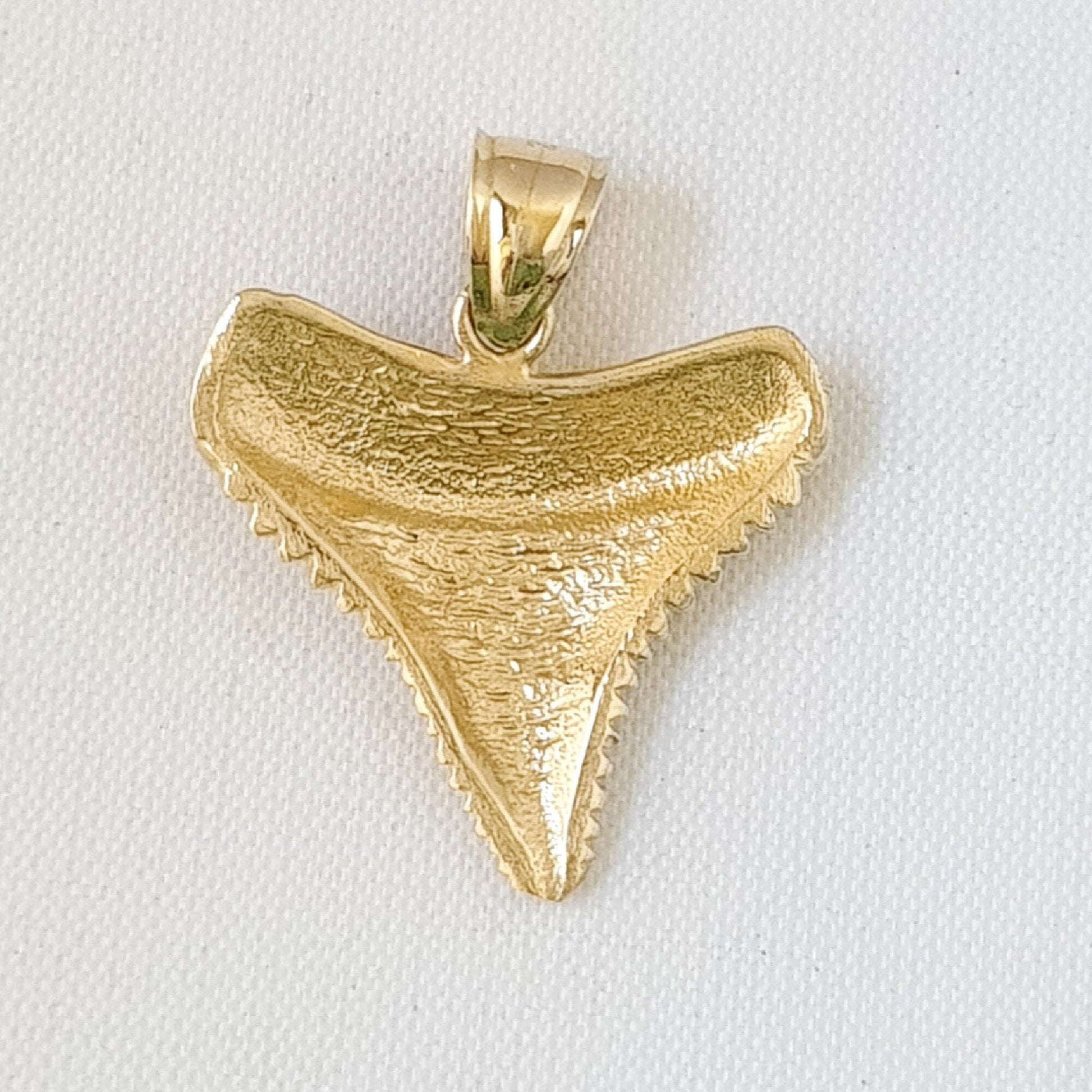 14K Yellow Gold Serrated Shark Tooth Pendant