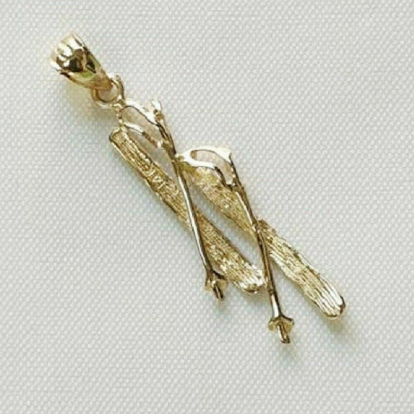 14K Yellow Gold Set of Skis Pendant