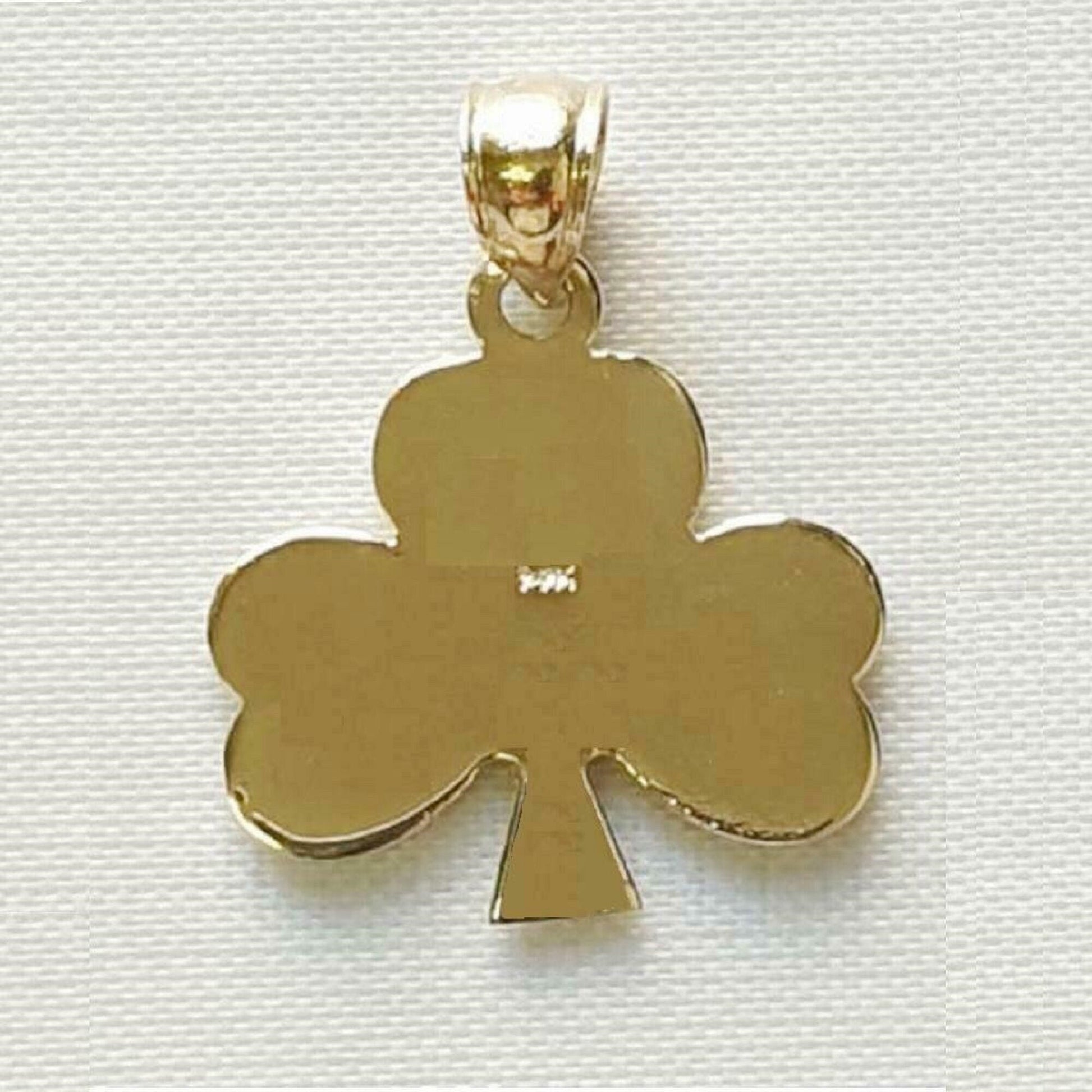 14K Yellow Gold SHAMROCK CLOVER Pendant