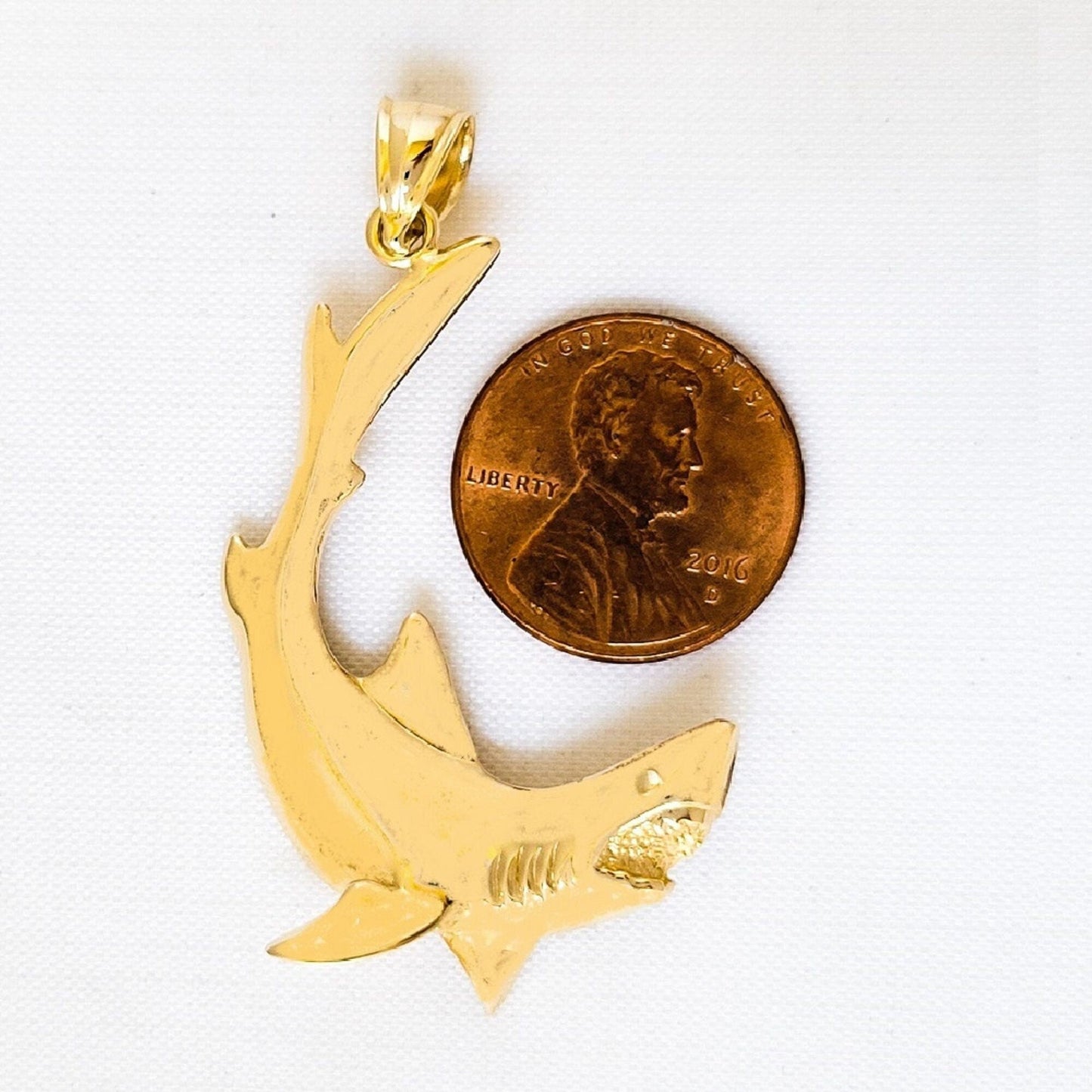 14K Yellow Gold Shark Pendant