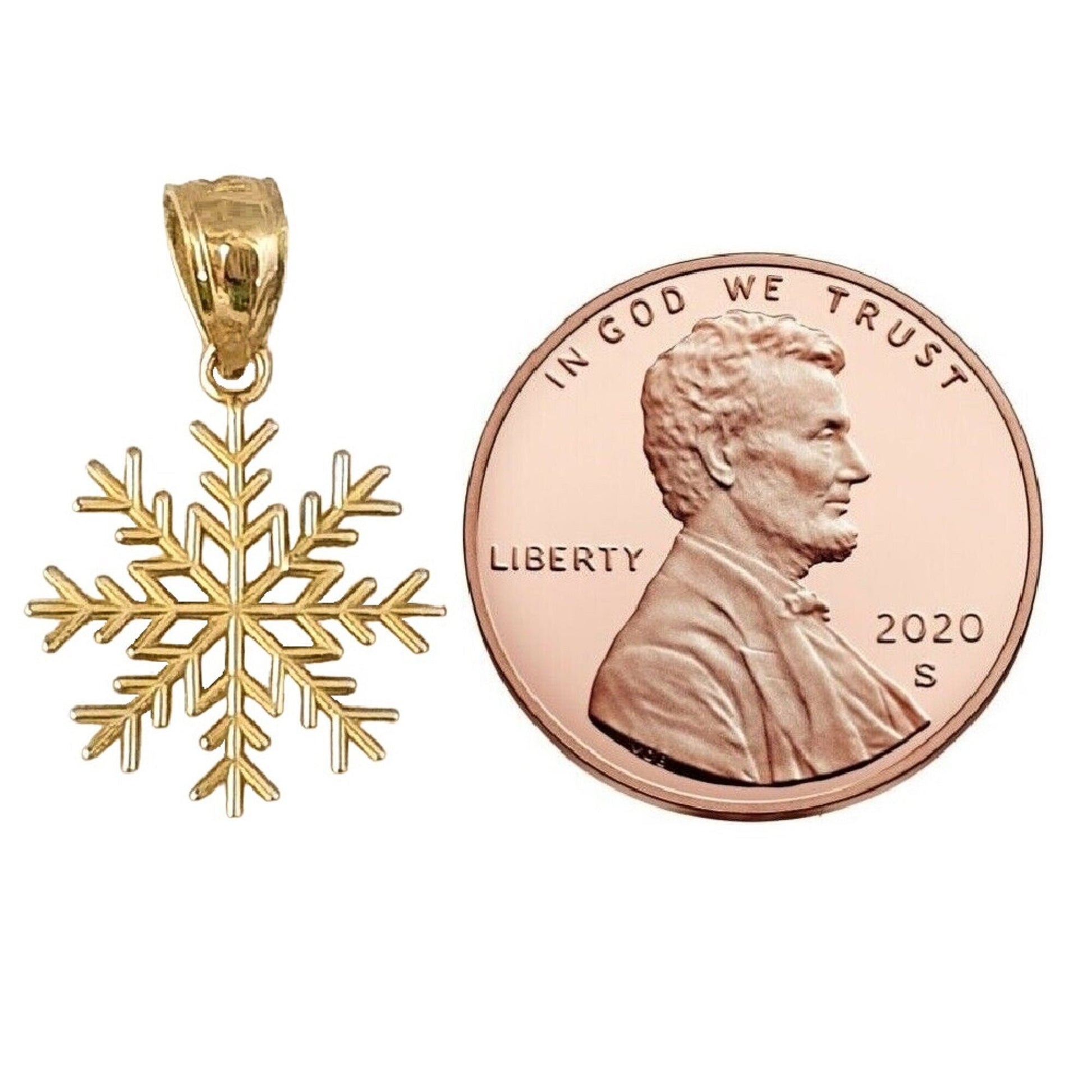 14K Yellow Gold Snowflake Pendant Charm