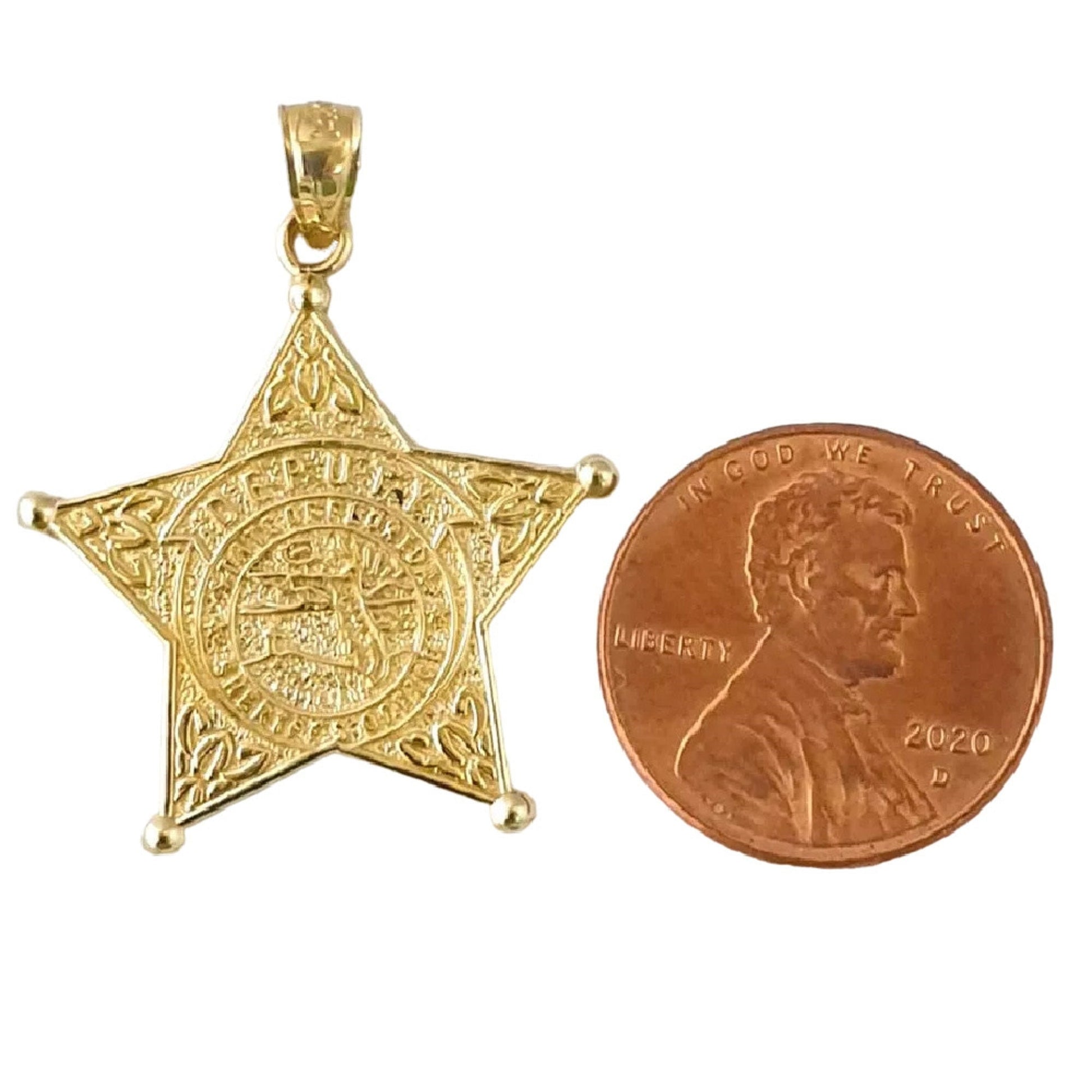 14K Yellow Gold State of Florida Sheriff Deputy Badge Pendant