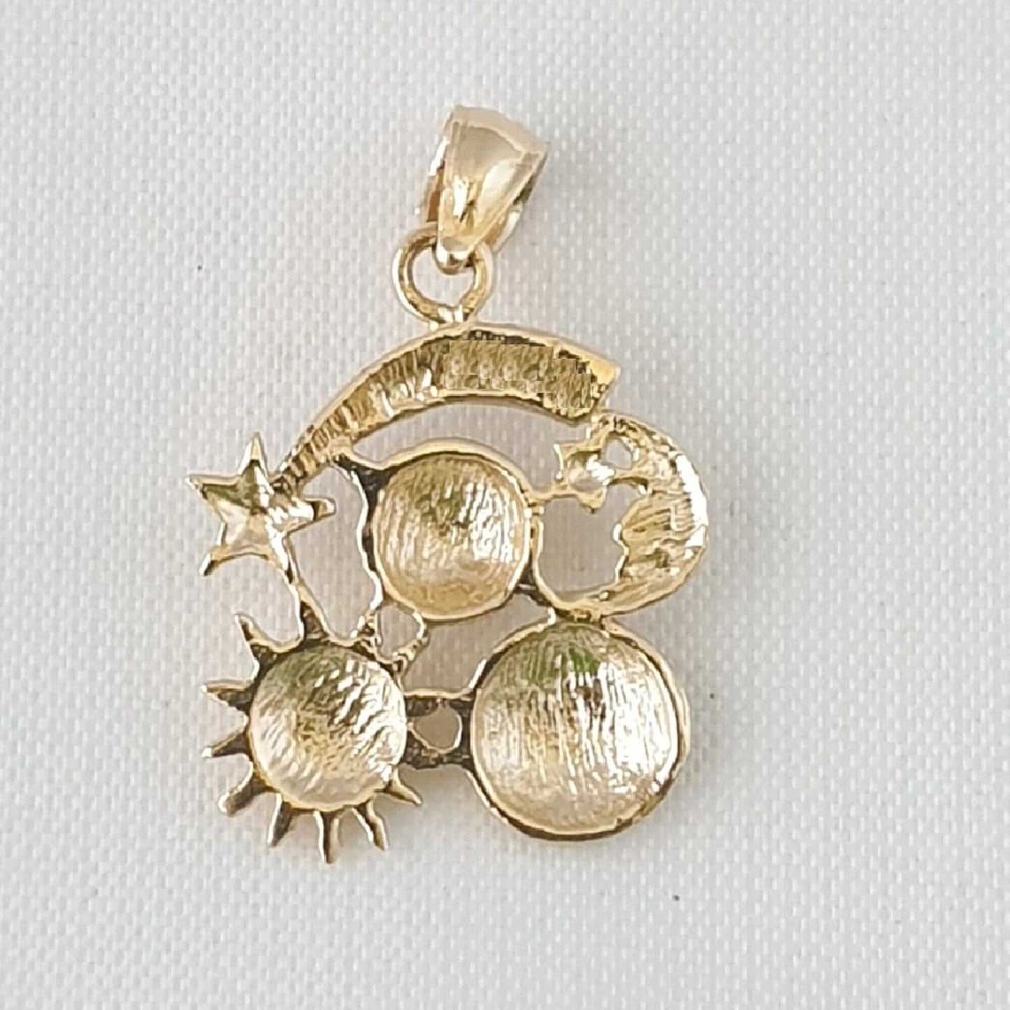 14k Yellow Gold Sun, Moon, Shooting Star, Planet Pendant