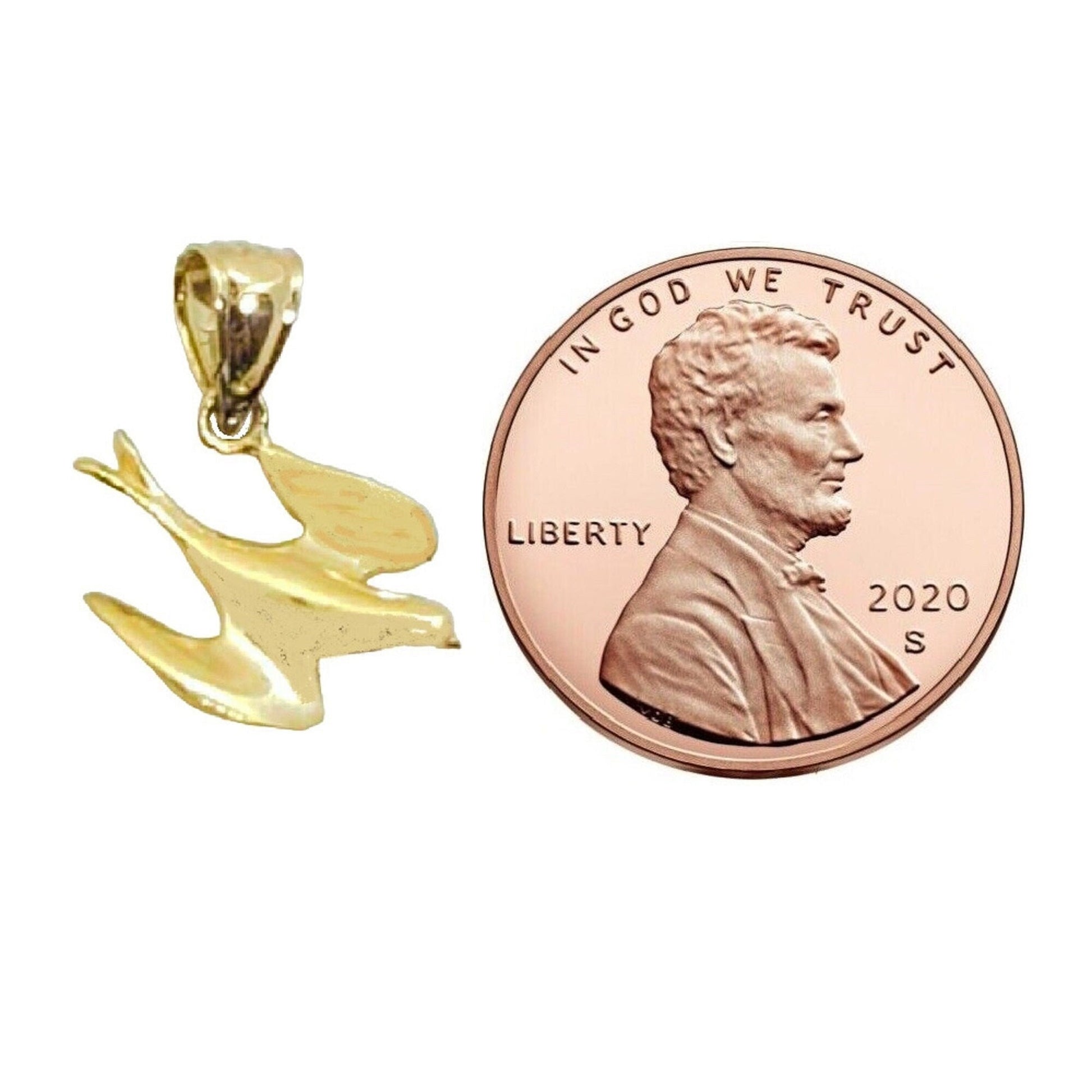 14K Yellow Gold Swallow Bird Pendant
