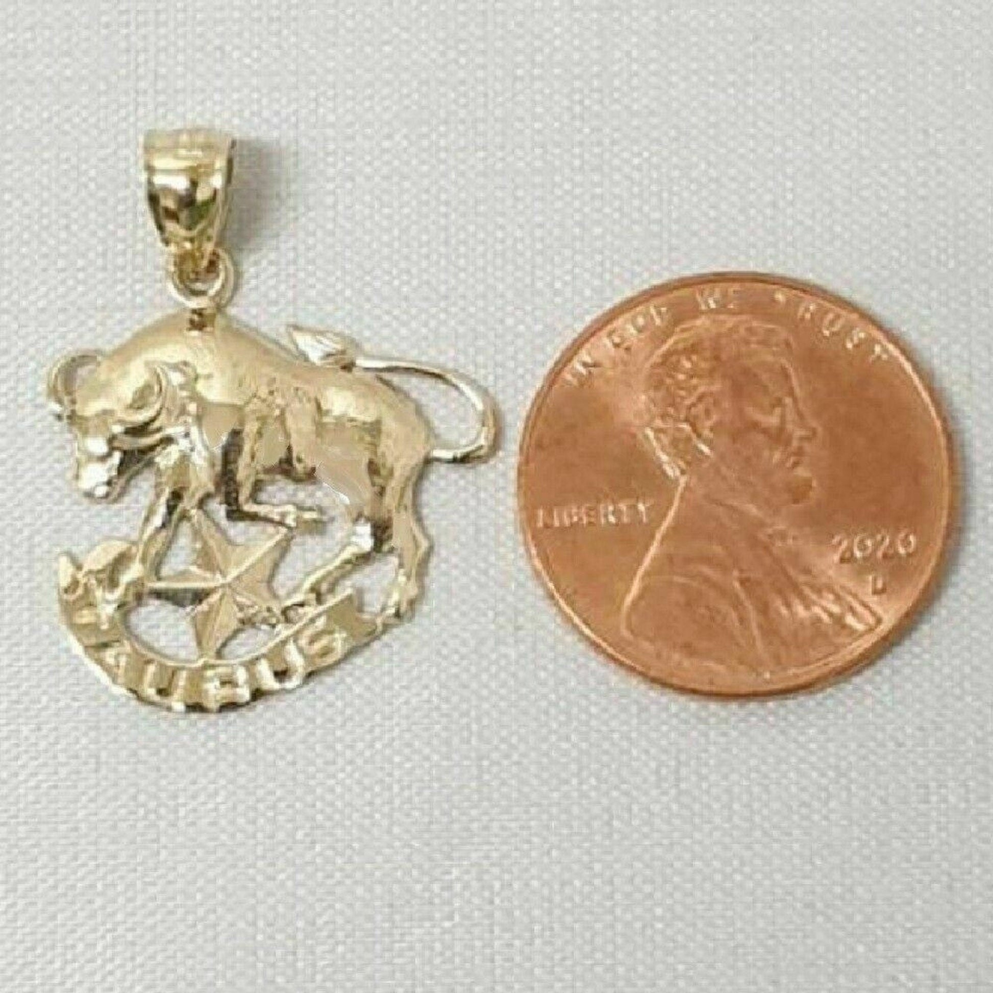 14K Yellow Gold Taurus Bull (04.20-05.20) Zodiac Pendant
