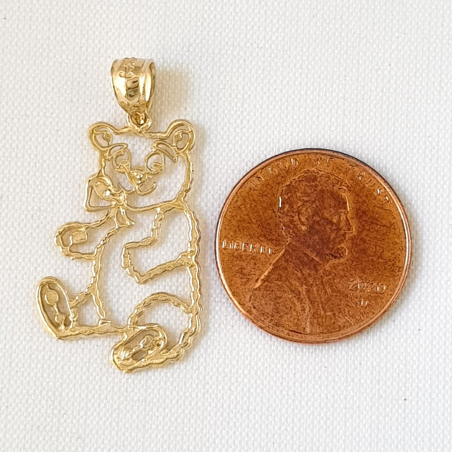 14K Yellow Gold Teddy Bear Pendant