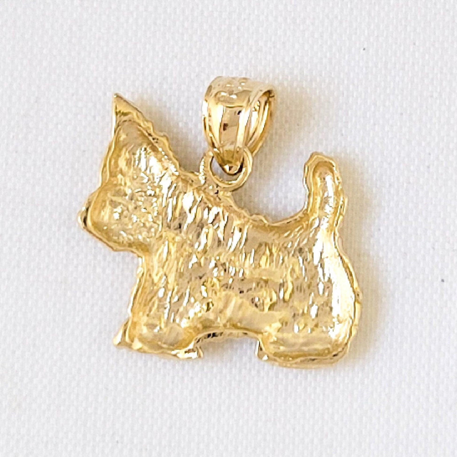 14K Yellow Gold Terrier Dog Pendant