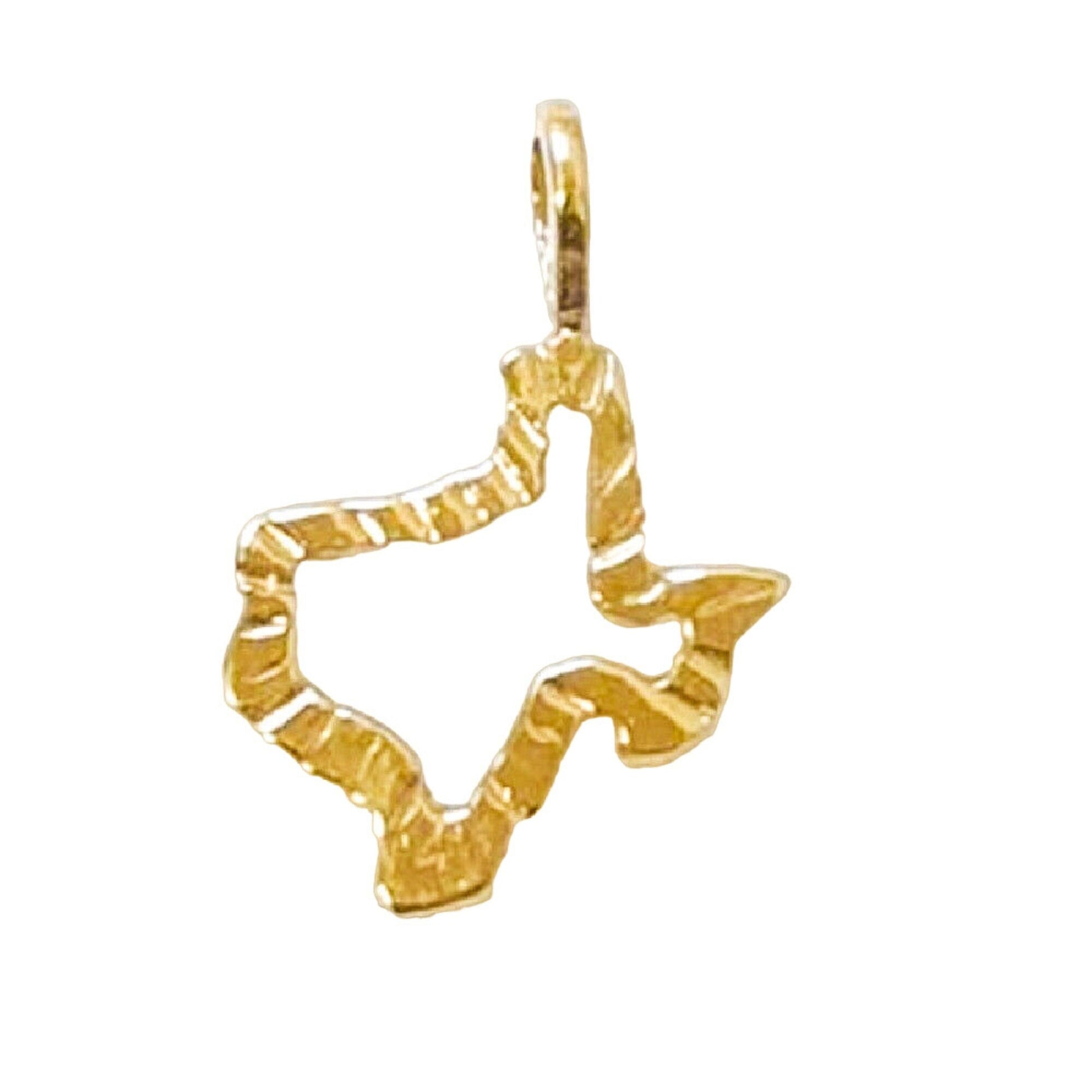 14K Yellow Gold Texas State Map Nugget Small Pendant