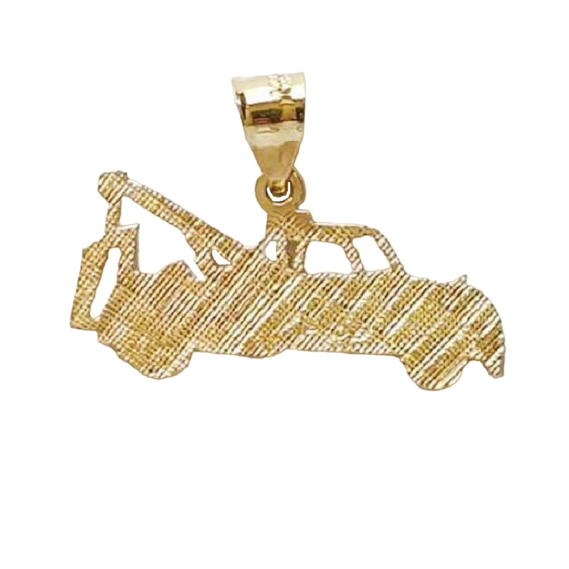 14K Yellow Gold TOW TRUCK Pendant