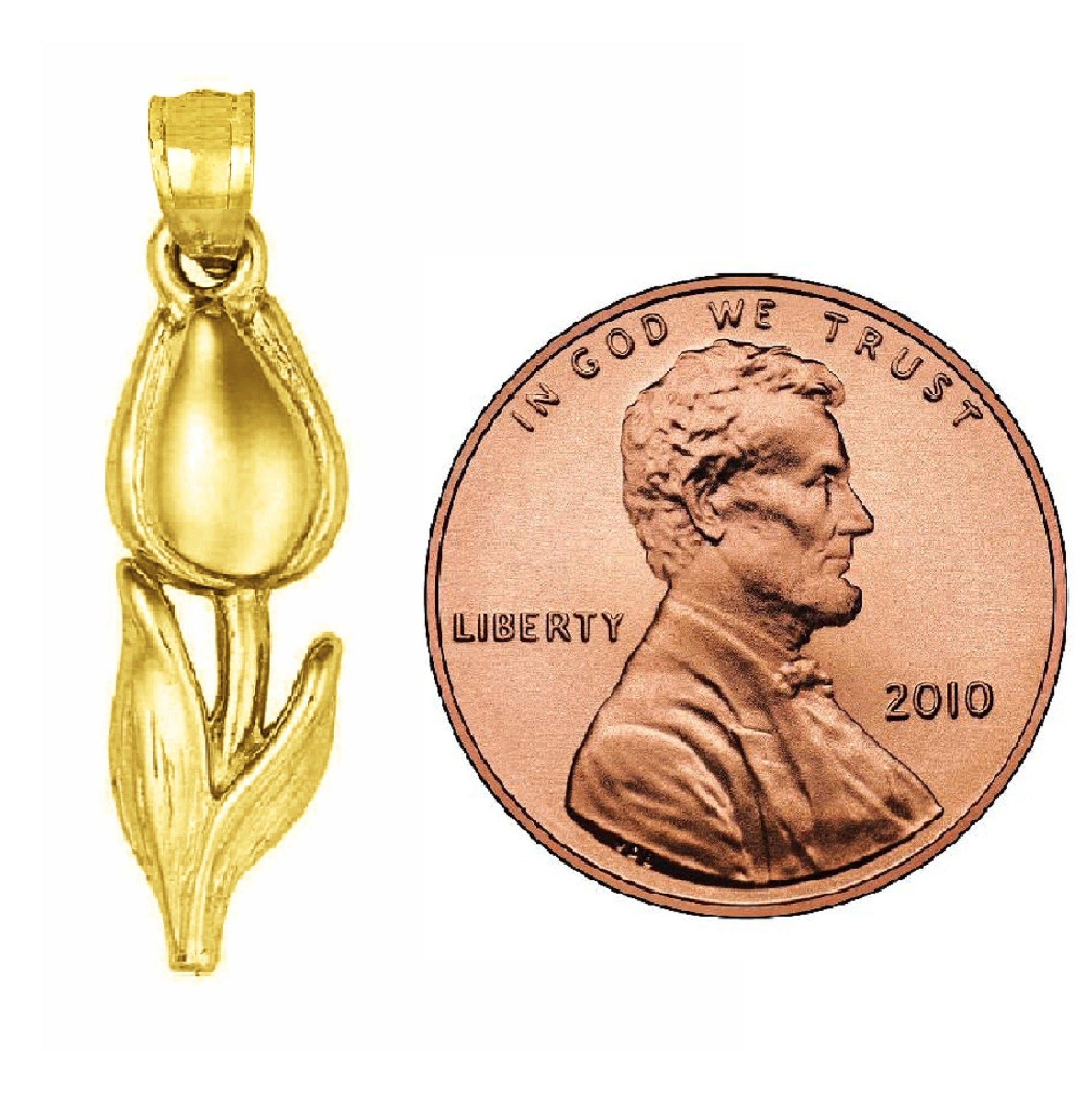 14K Yellow Gold TULIP FLOWER Pendant