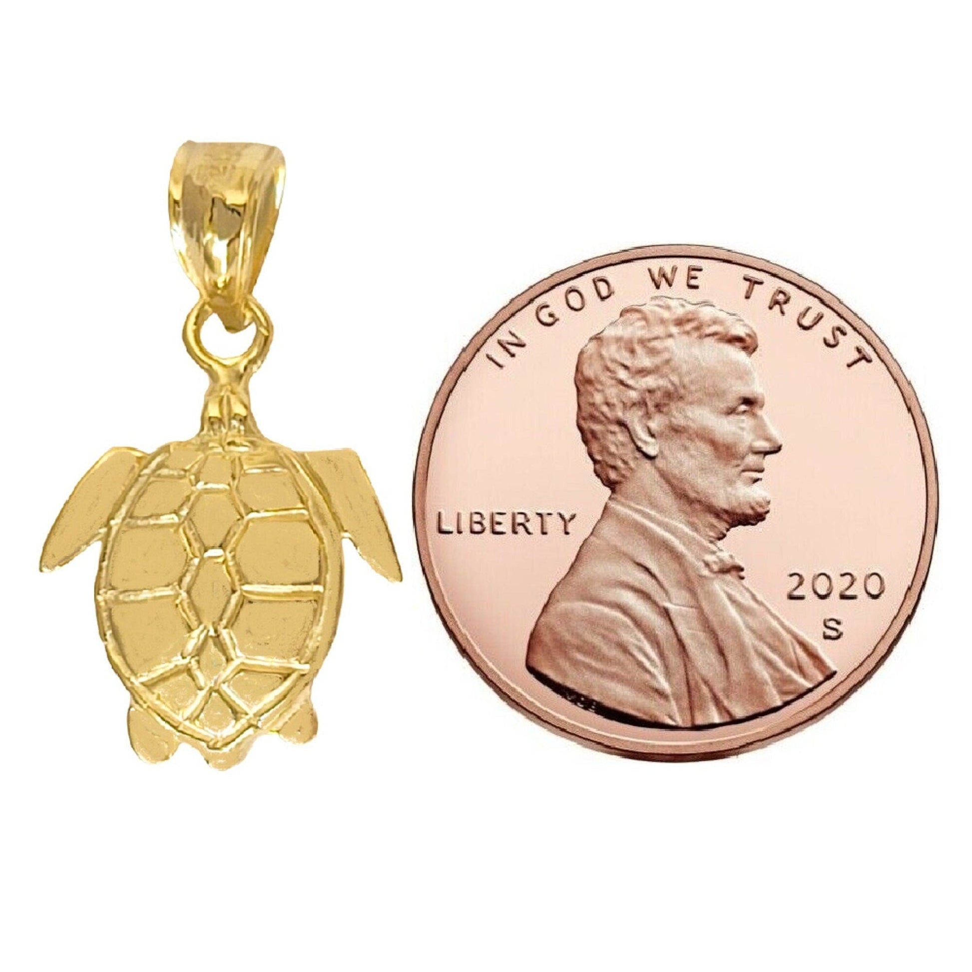 14K Yellow Gold Turtle Pendant