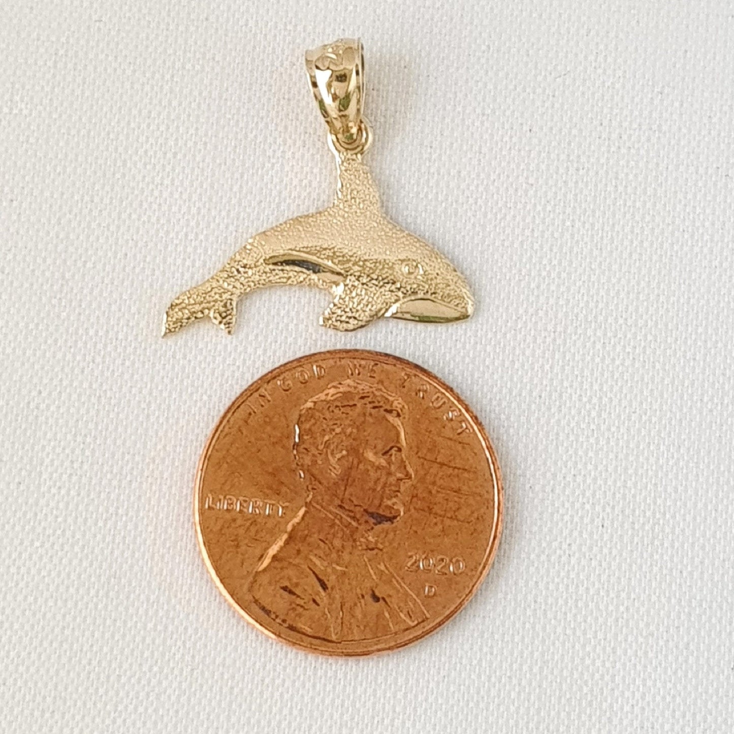 14K Yellow Gold Whale Fish Pendant