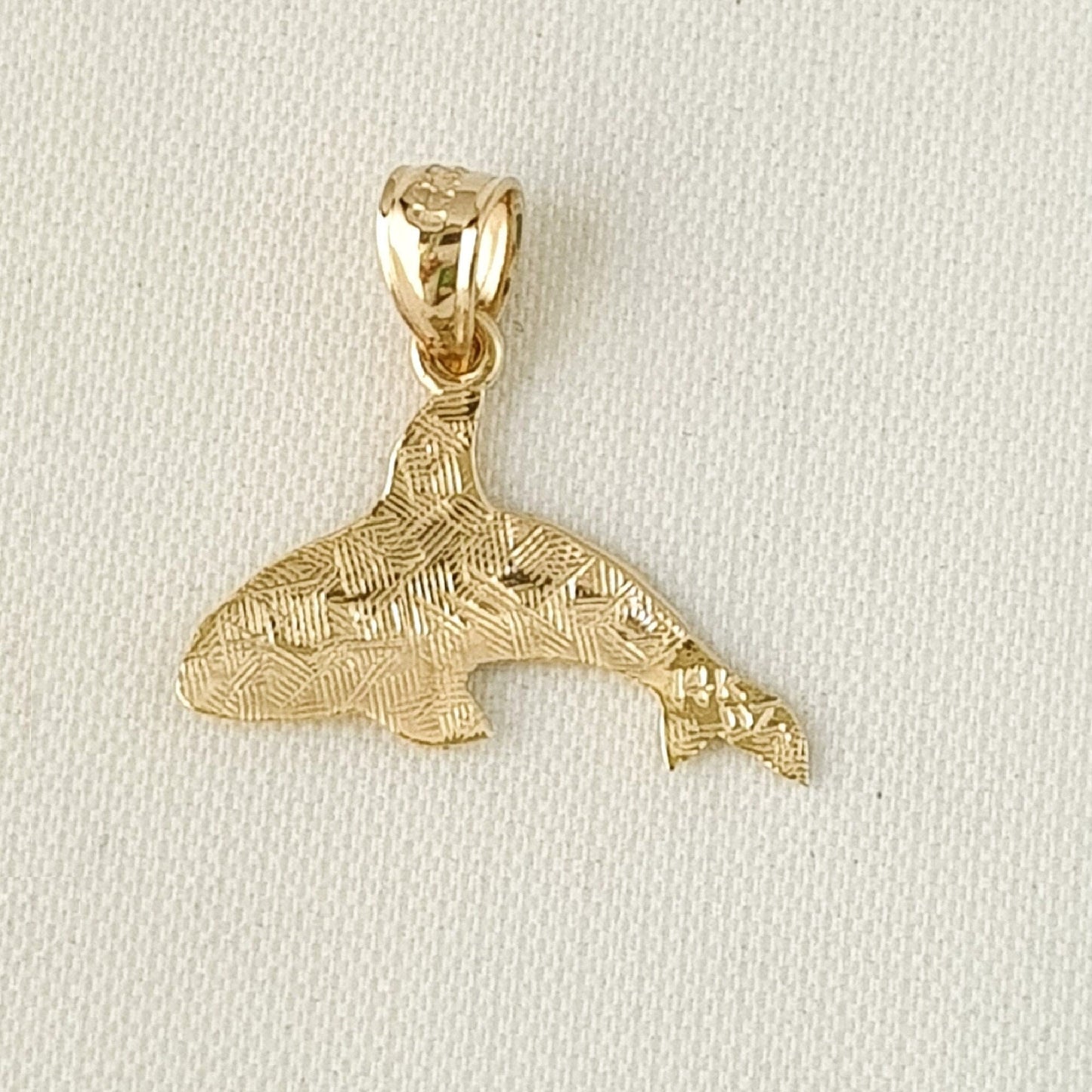 14K Yellow Gold Whale Fish Pendant