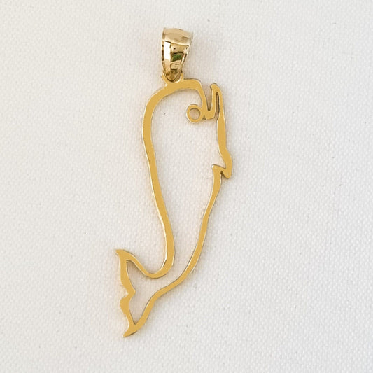 14K Yellow Gold Whale Pendant