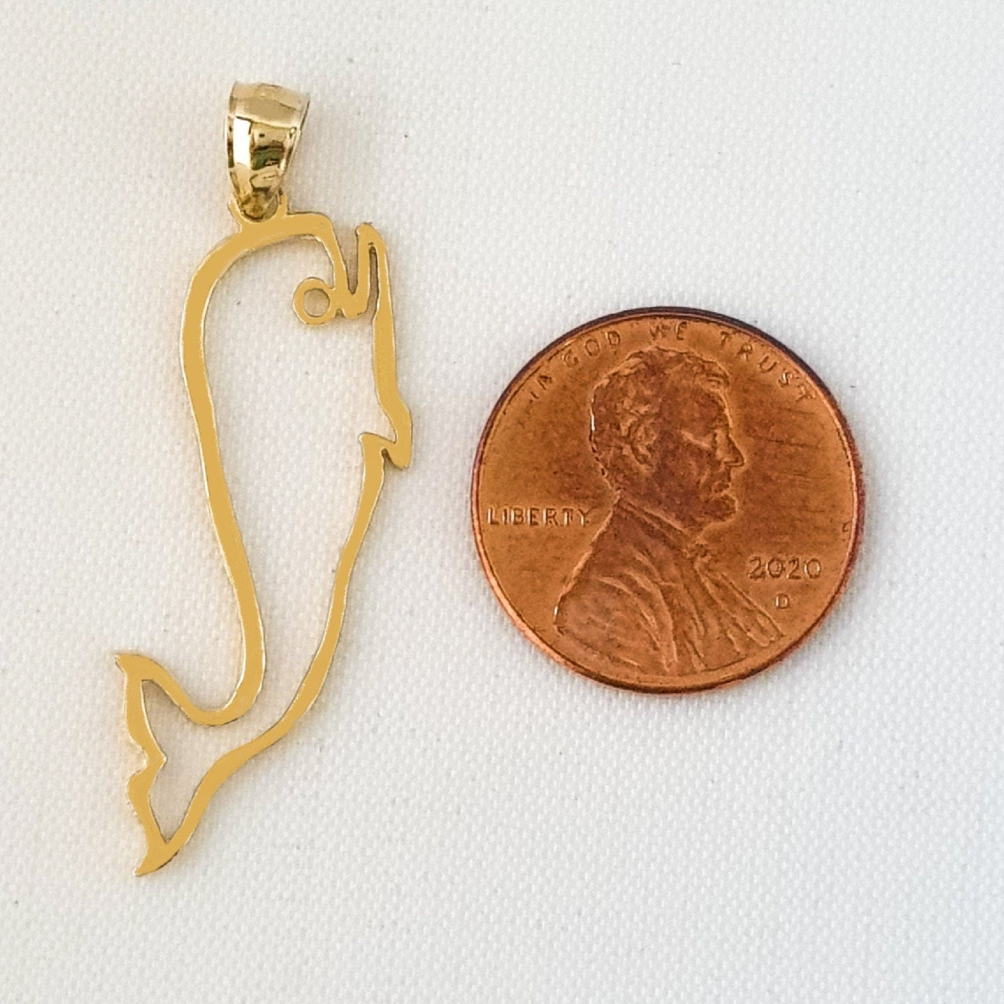 14K Yellow Gold Whale Pendant