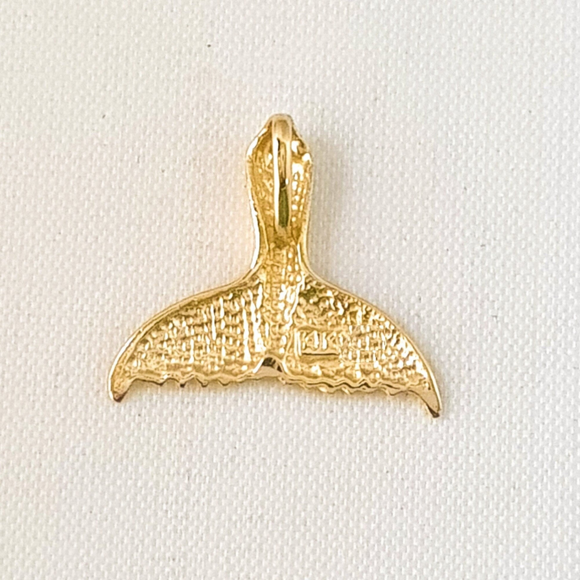 14K Yellow Gold Whale Tail Pendant