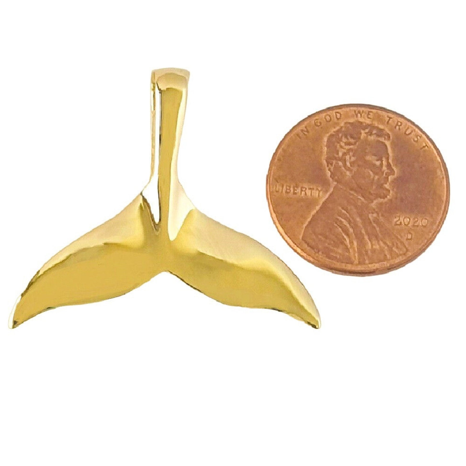 14K Yellow Gold Whale Tail Pendant