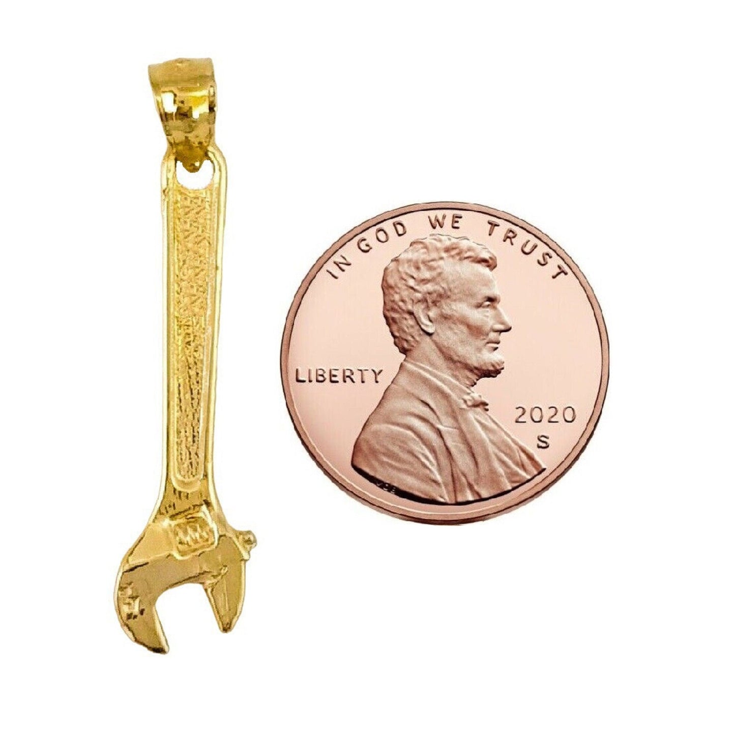 14K Yellow Gold Wrench Tool 3D Pendant