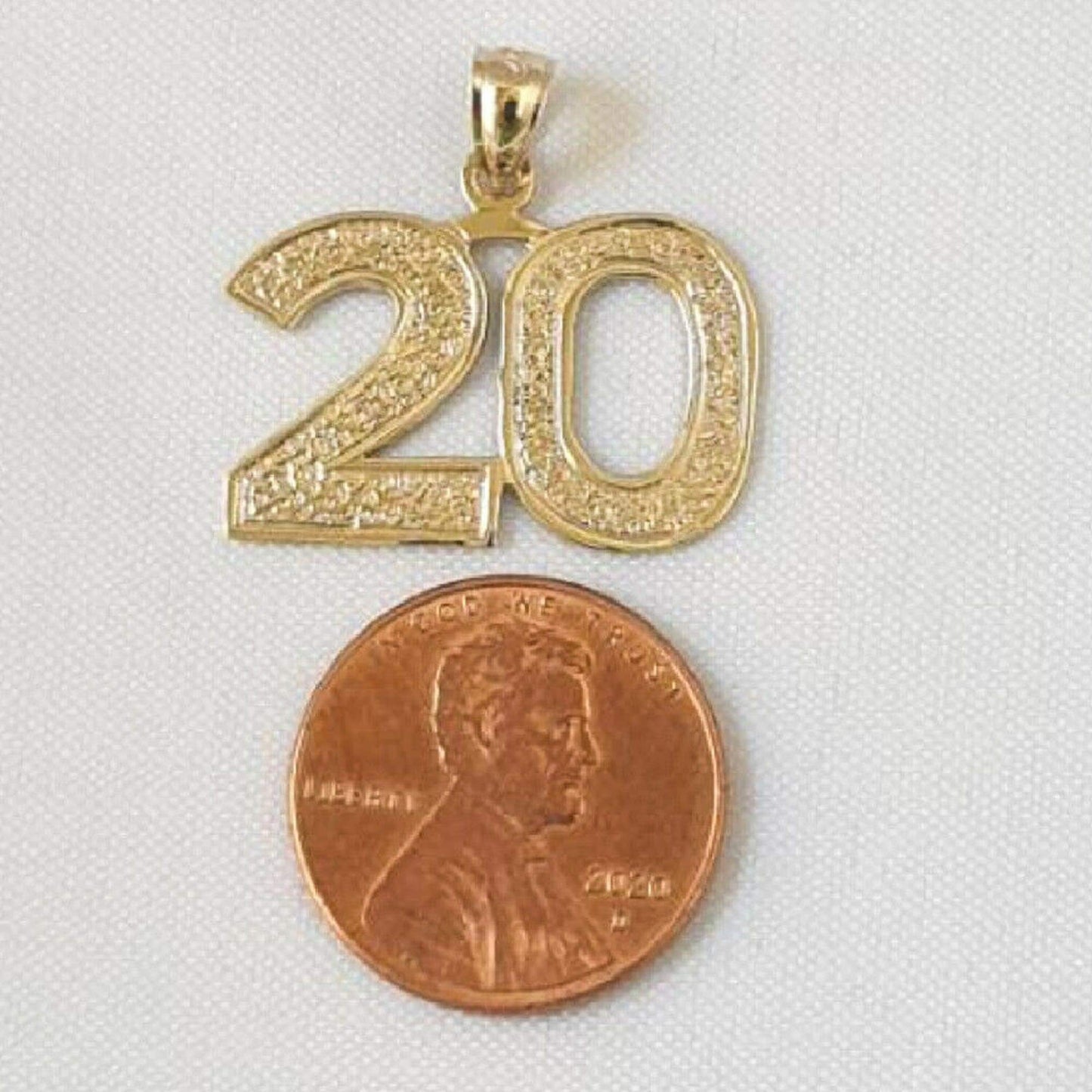 53 to 100 Any One 14K Yellow Gold Number Pendant