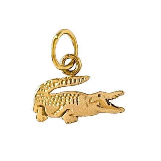 Small 14K Yellow Gold Alligator Crocodile Pendant Charm