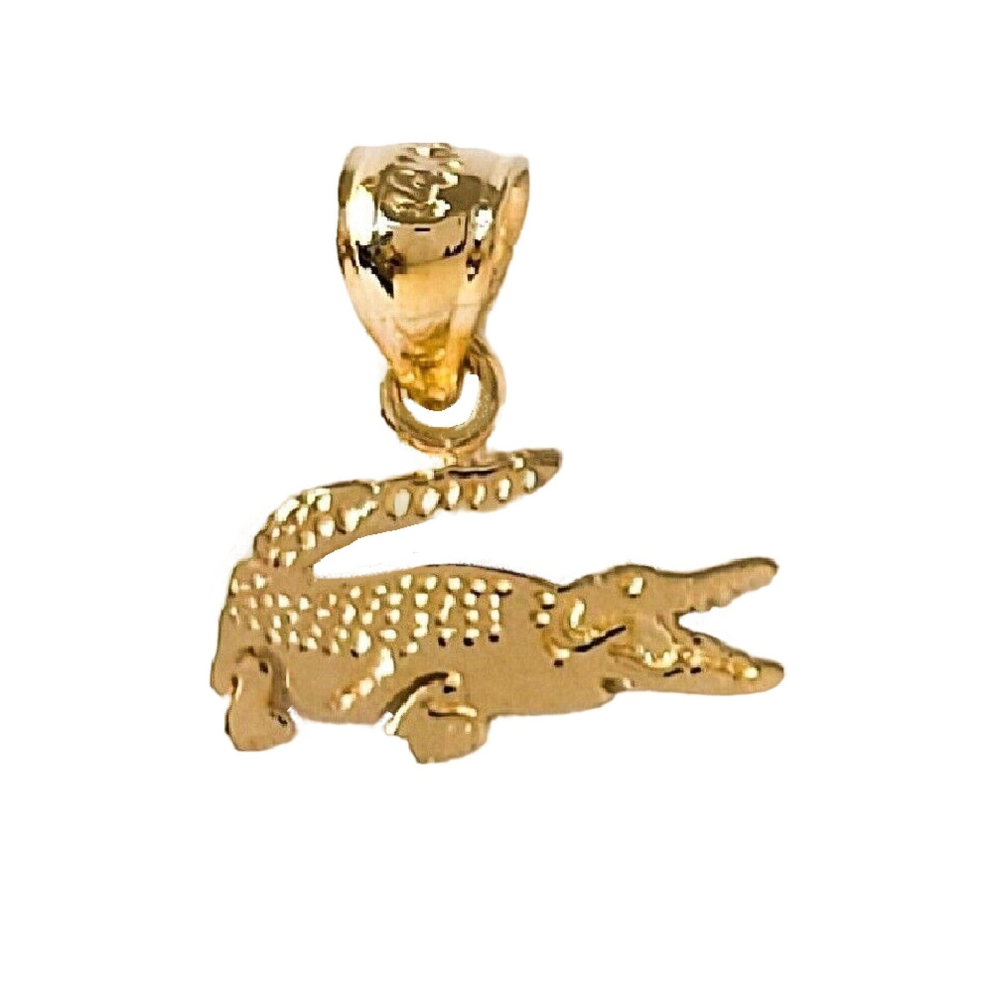 Small 14K Yellow Gold Alligator Crocodile Pendant Charm