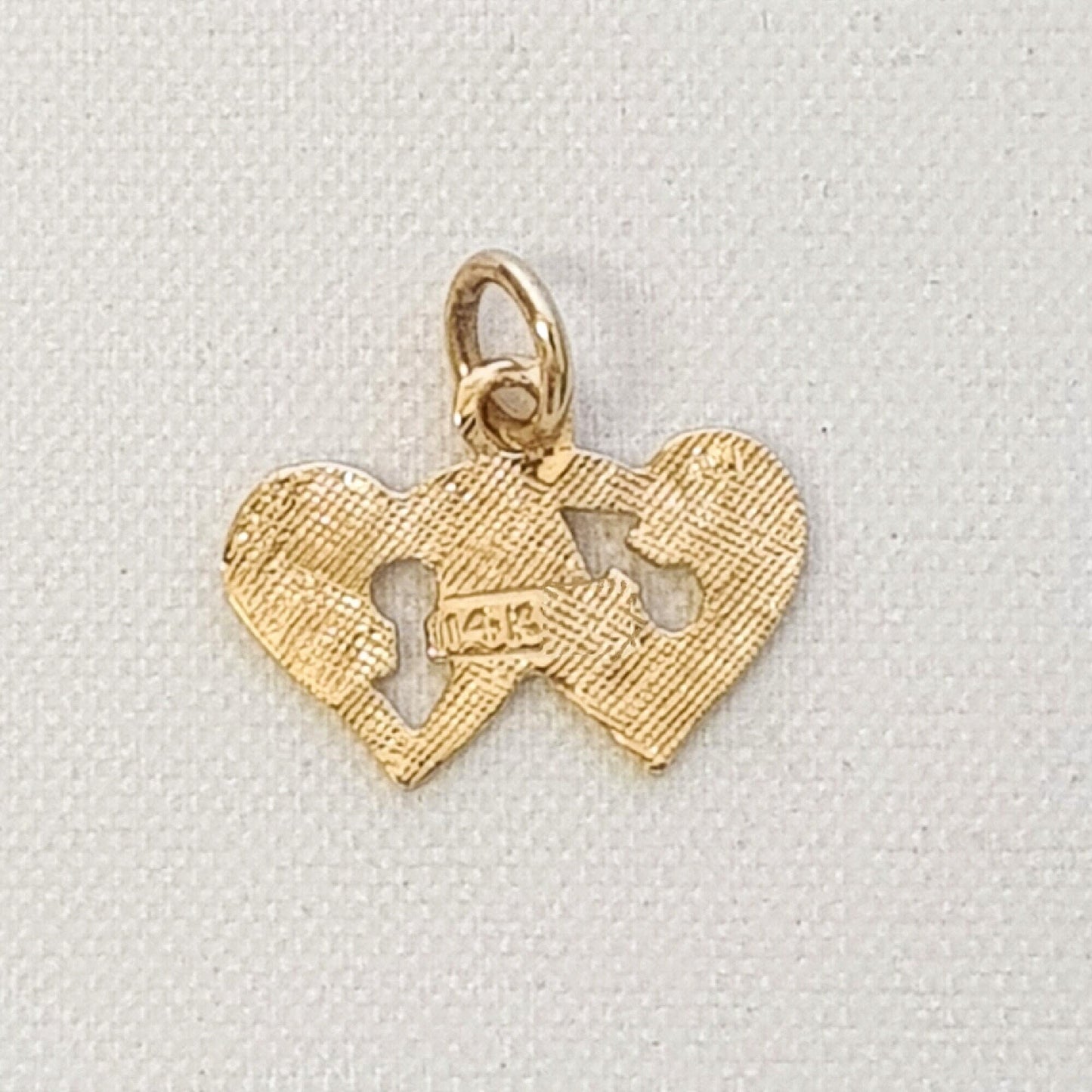Small 14K Yellow Gold Double Heart Charm Pendant