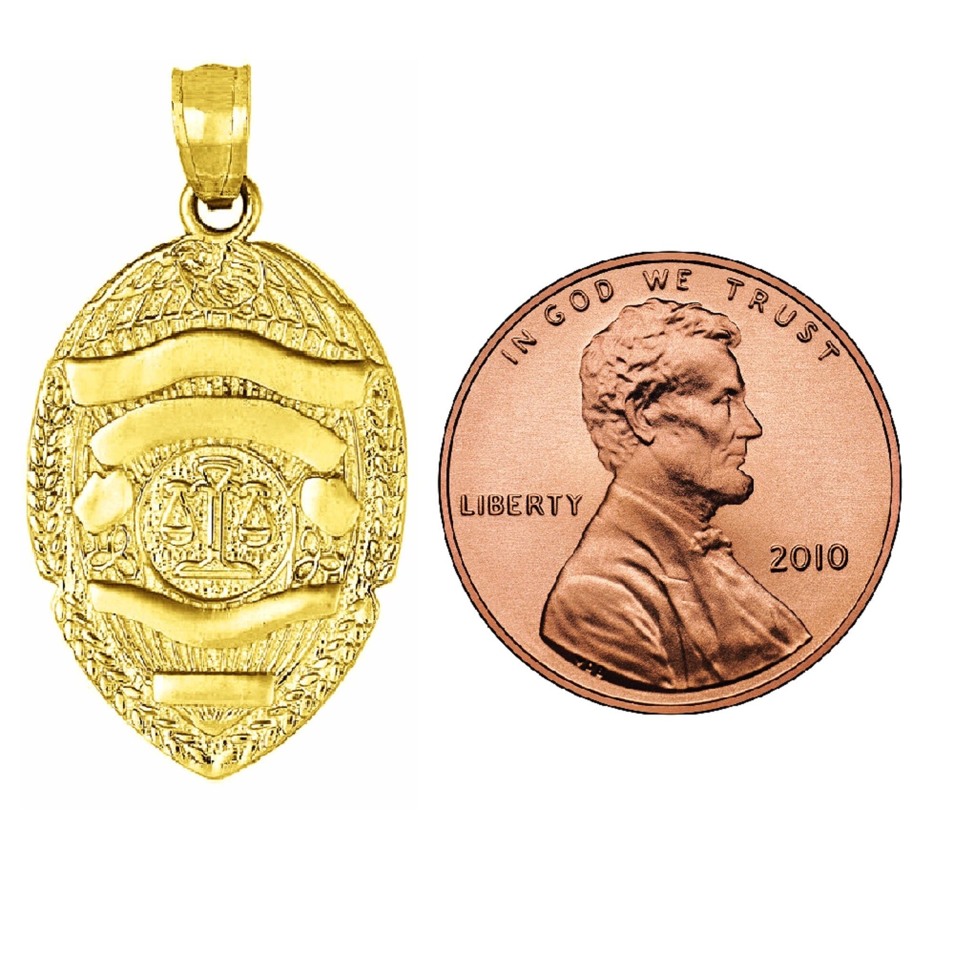 14K Yellow Gold POLICE BADGE Pendant