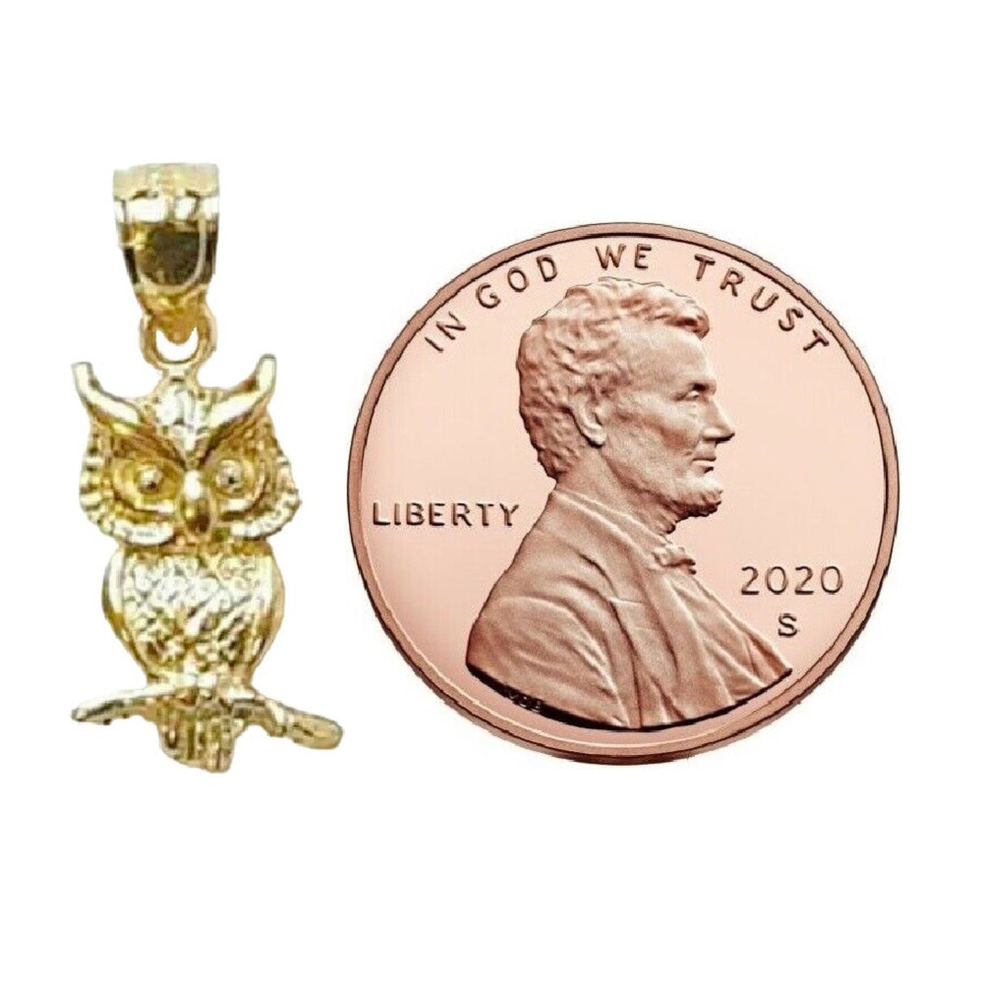 14K Yellow Gold Owl Pendant