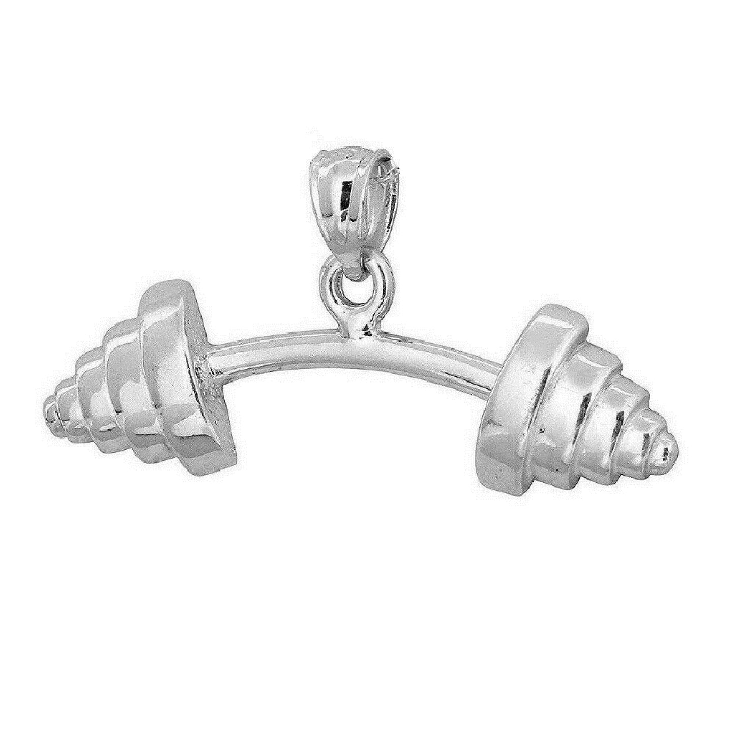 925 Sterling Silver Necklace w/ Barbell Pendant Charm