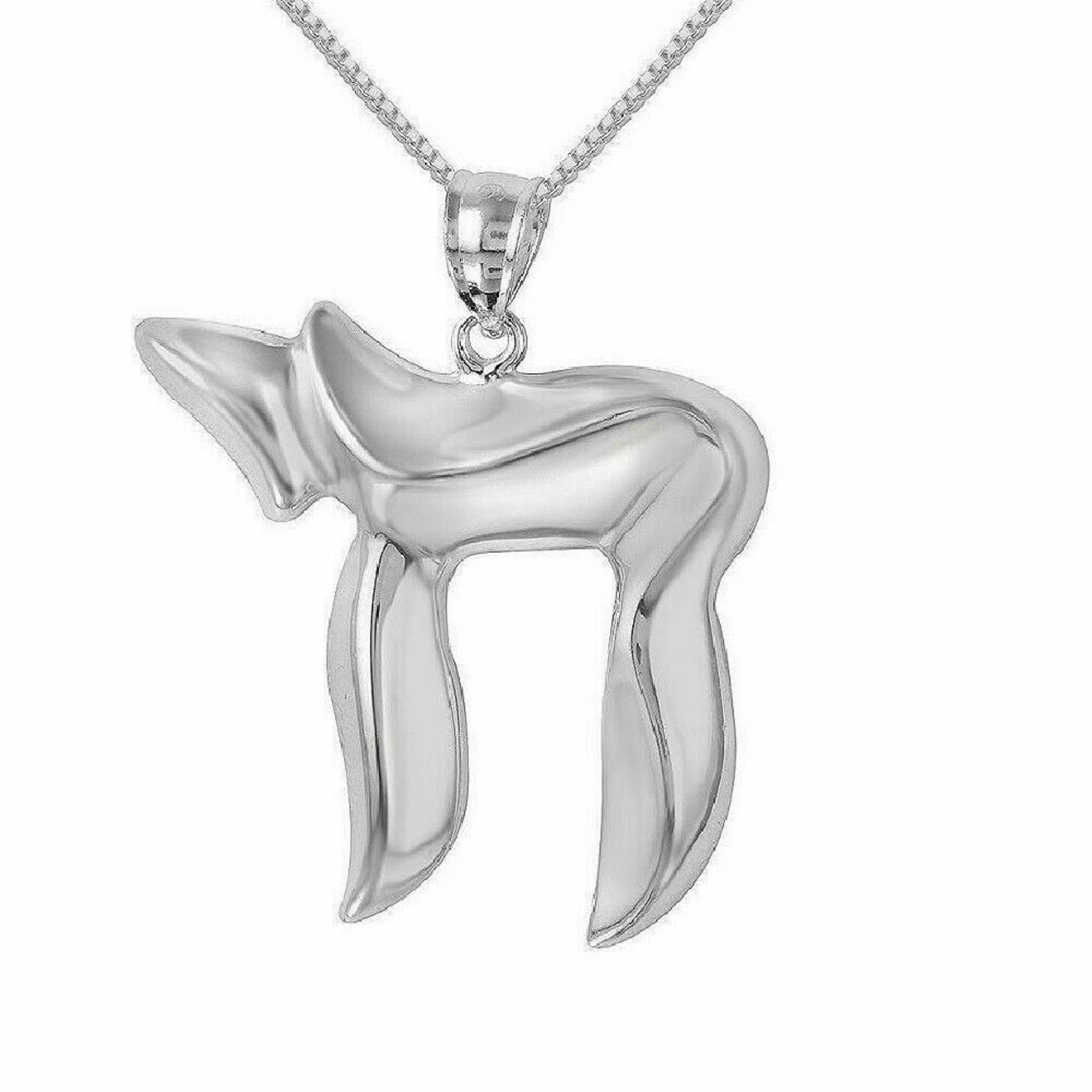 925 Sterling Silver Necklace w/ Chai Large Pendant Charm