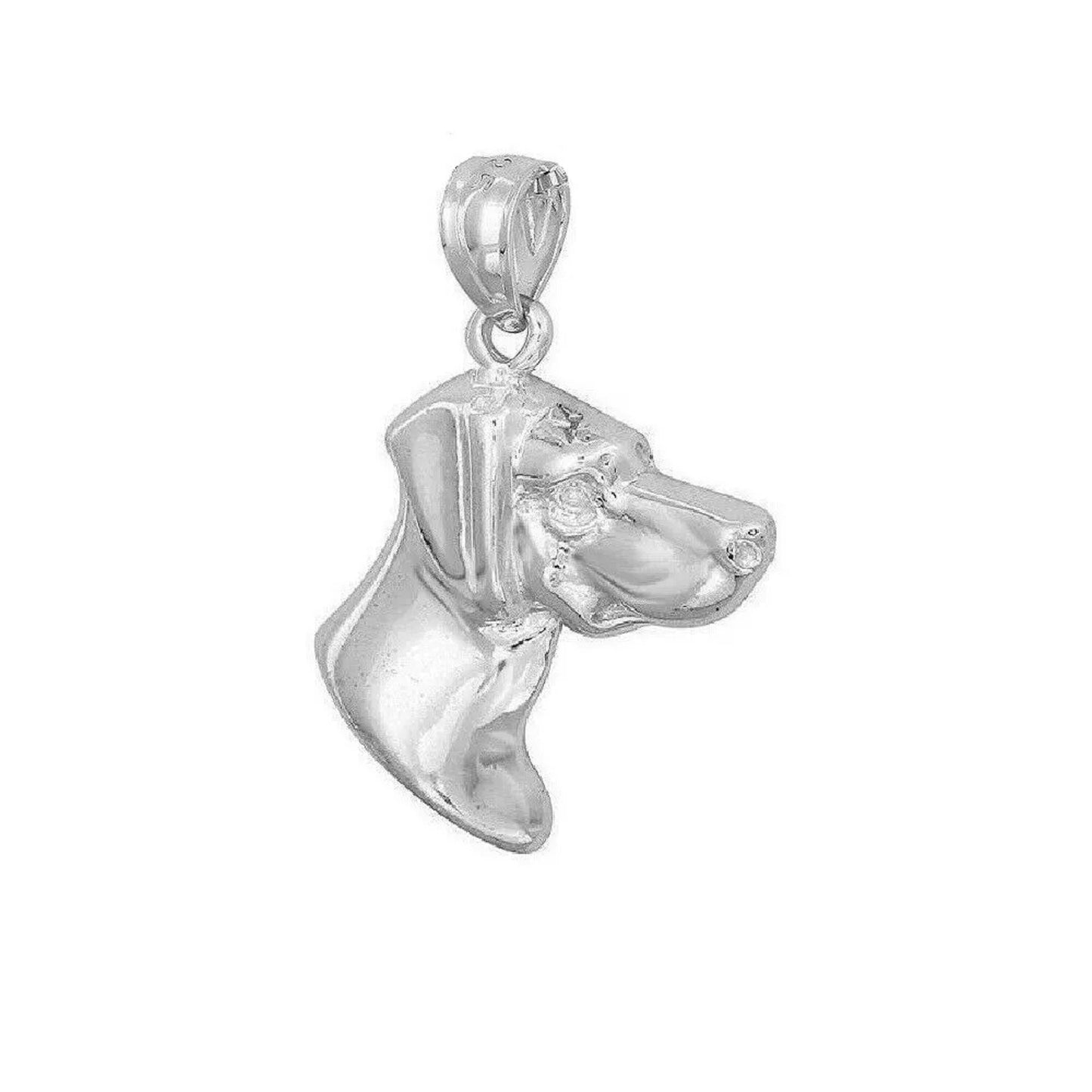925 Sterling Silver Necklace w/ Dachshund Dog Head Pendant Charm