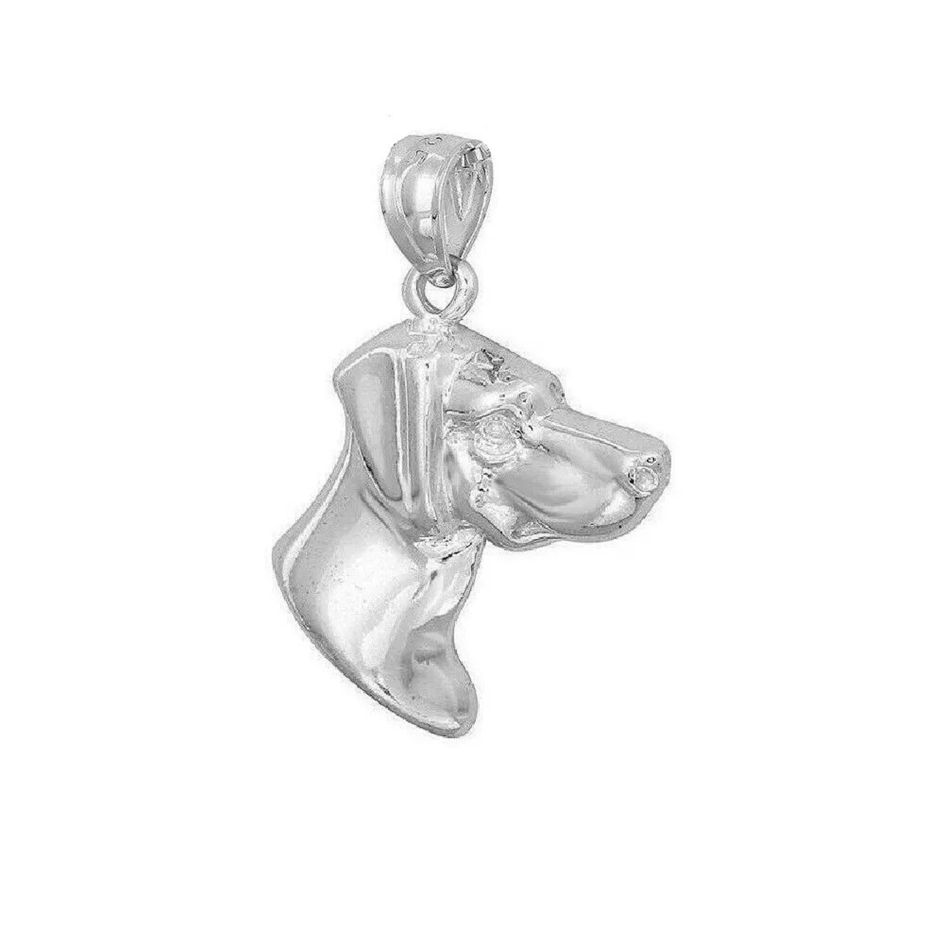 925 Sterling Silver Necklace w/ Dachshund Dog Head Pendant Charm
