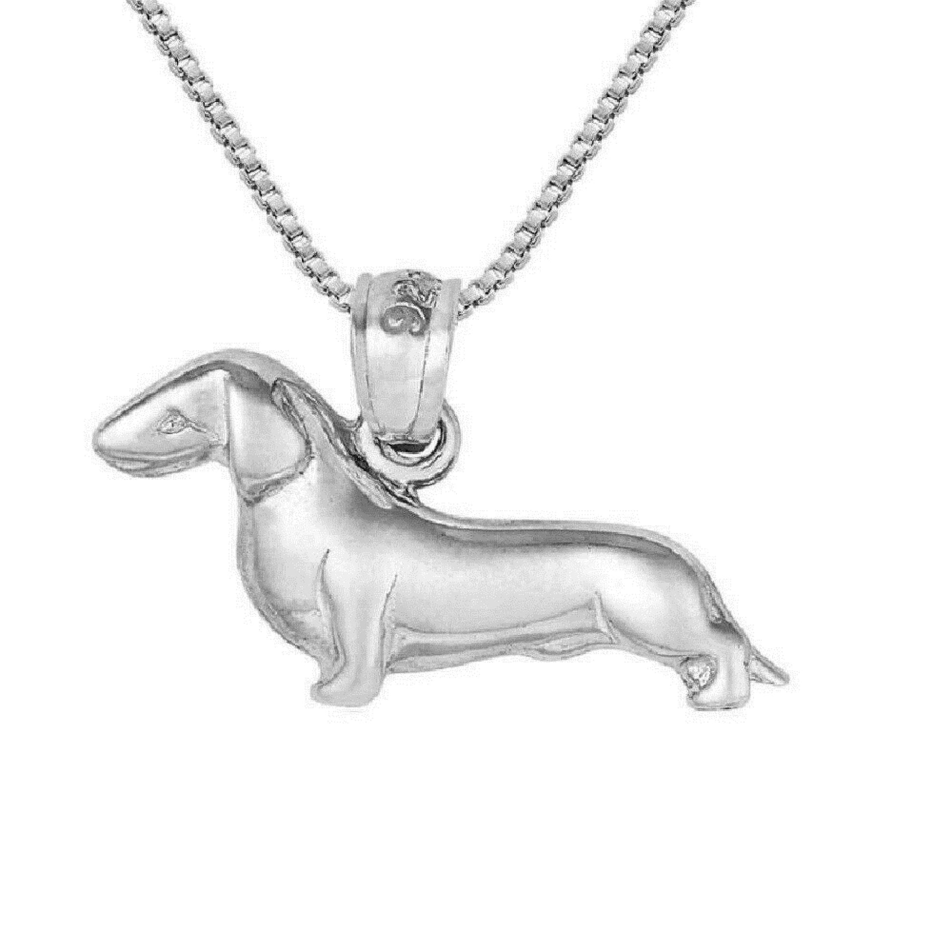 925 Sterling Silver Necklace w/ Dachshund Dog Pendant Charm
