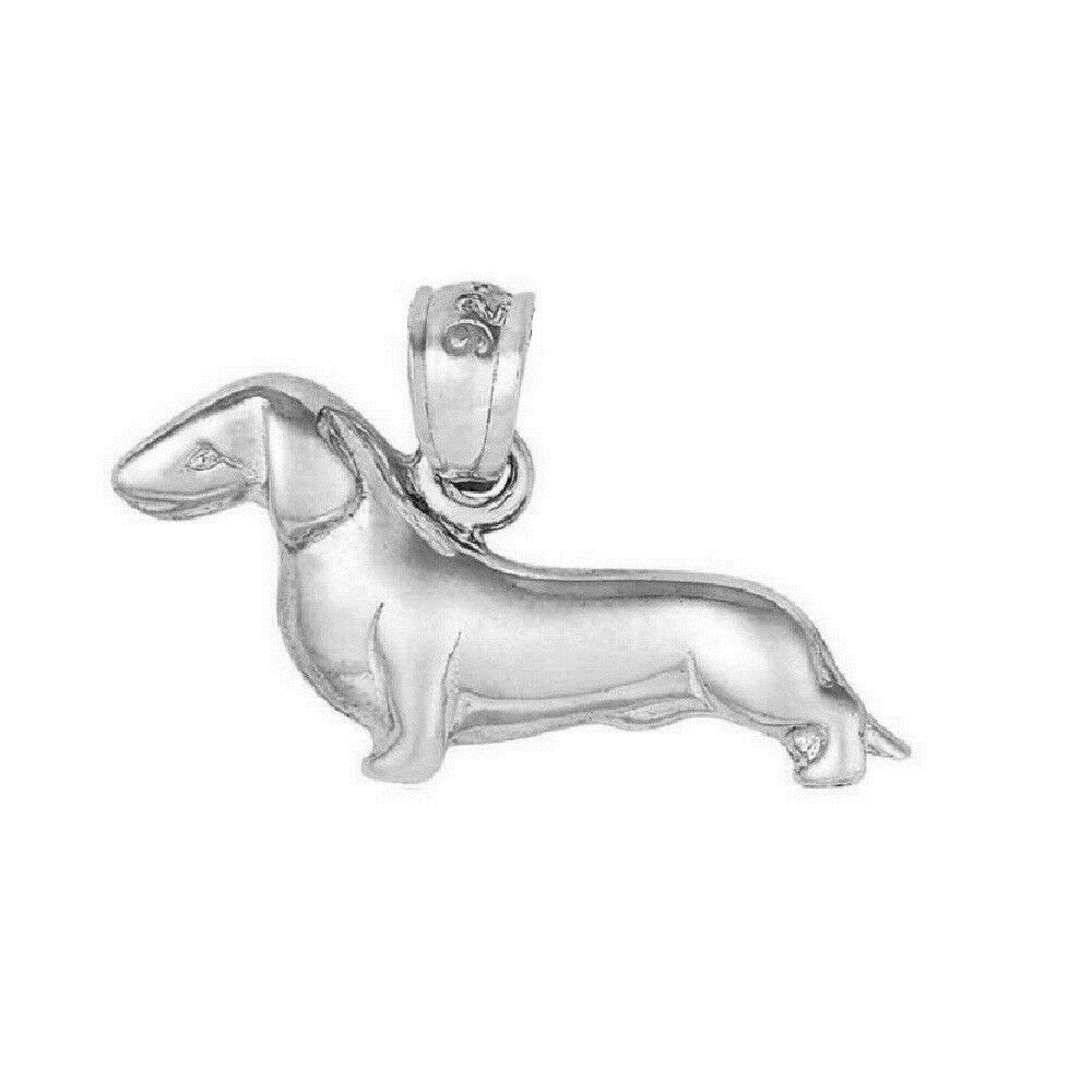925 Sterling Silver Necklace w/ Dachshund Dog Pendant Charm
