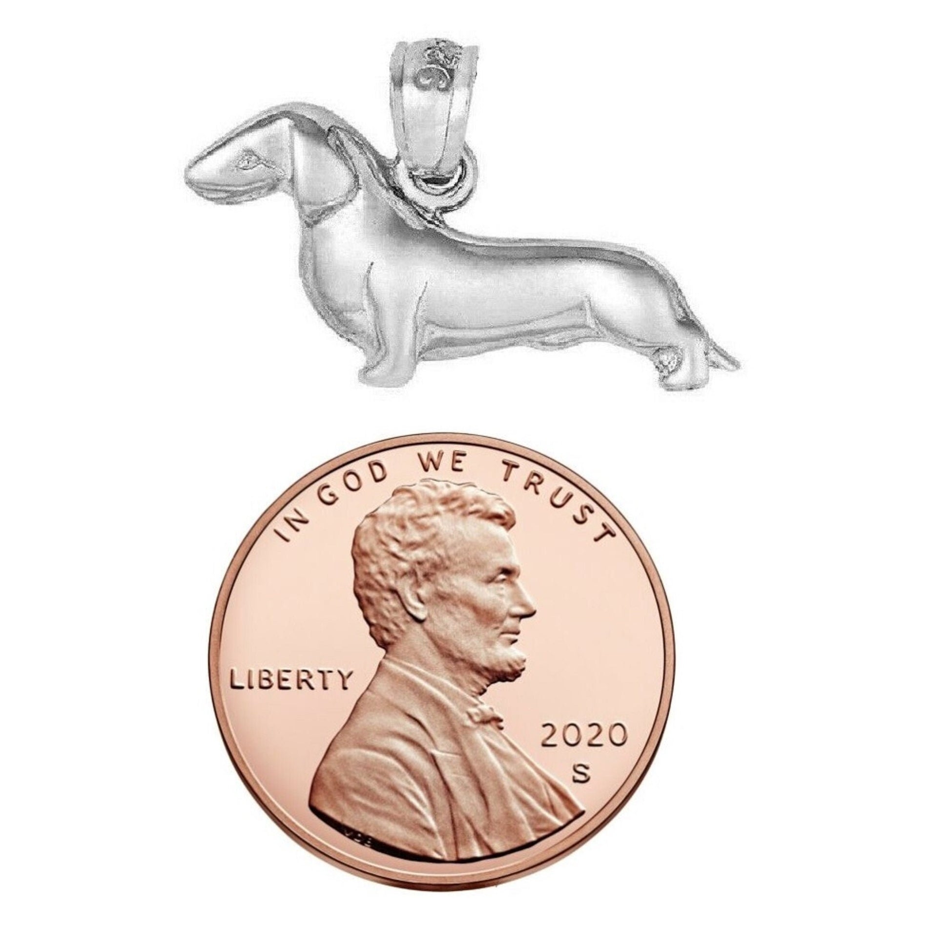 925 Sterling Silver Necklace w/ Dachshund Dog Pendant Charm