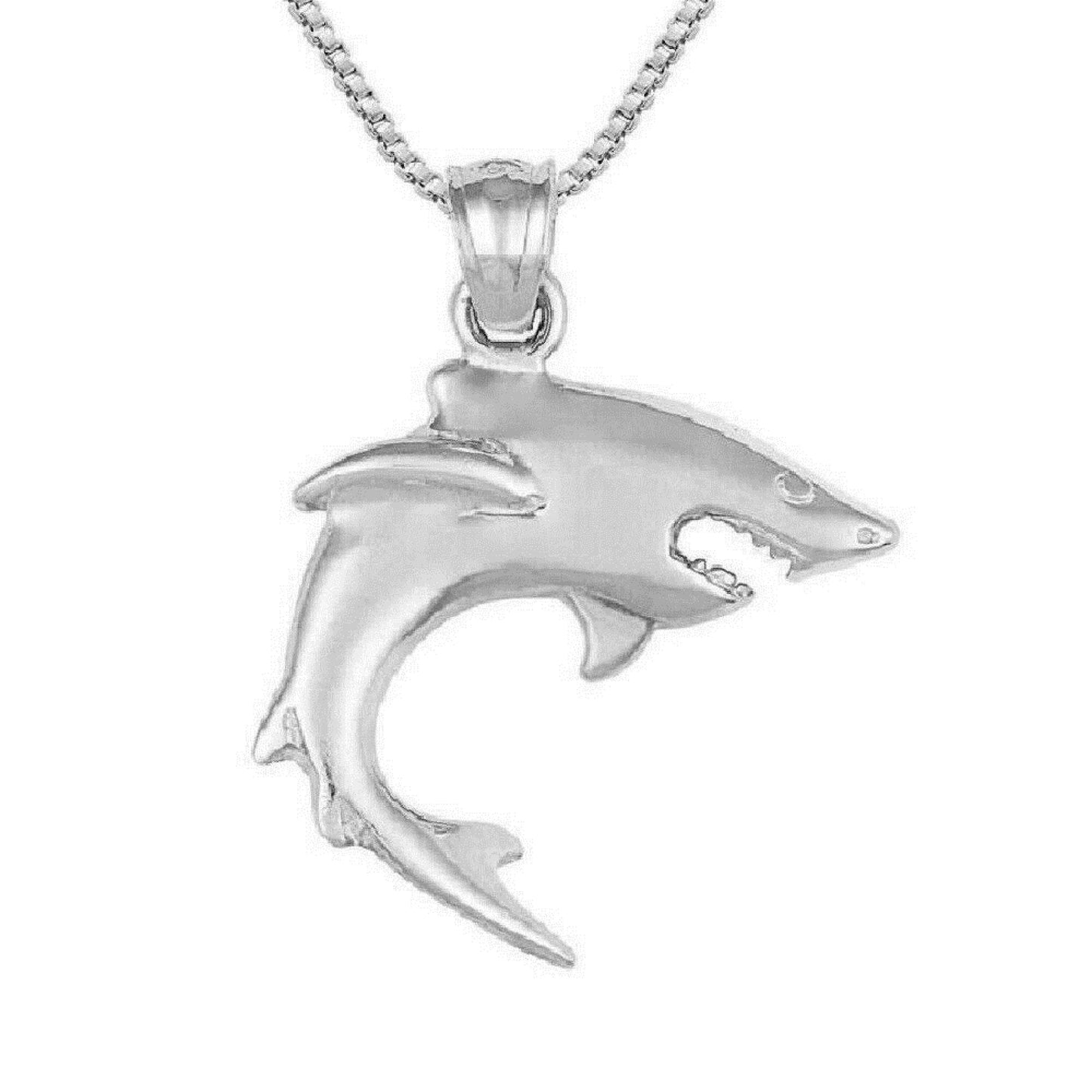 925 Sterling Silver Necklace w/ Shark Pendant Charm