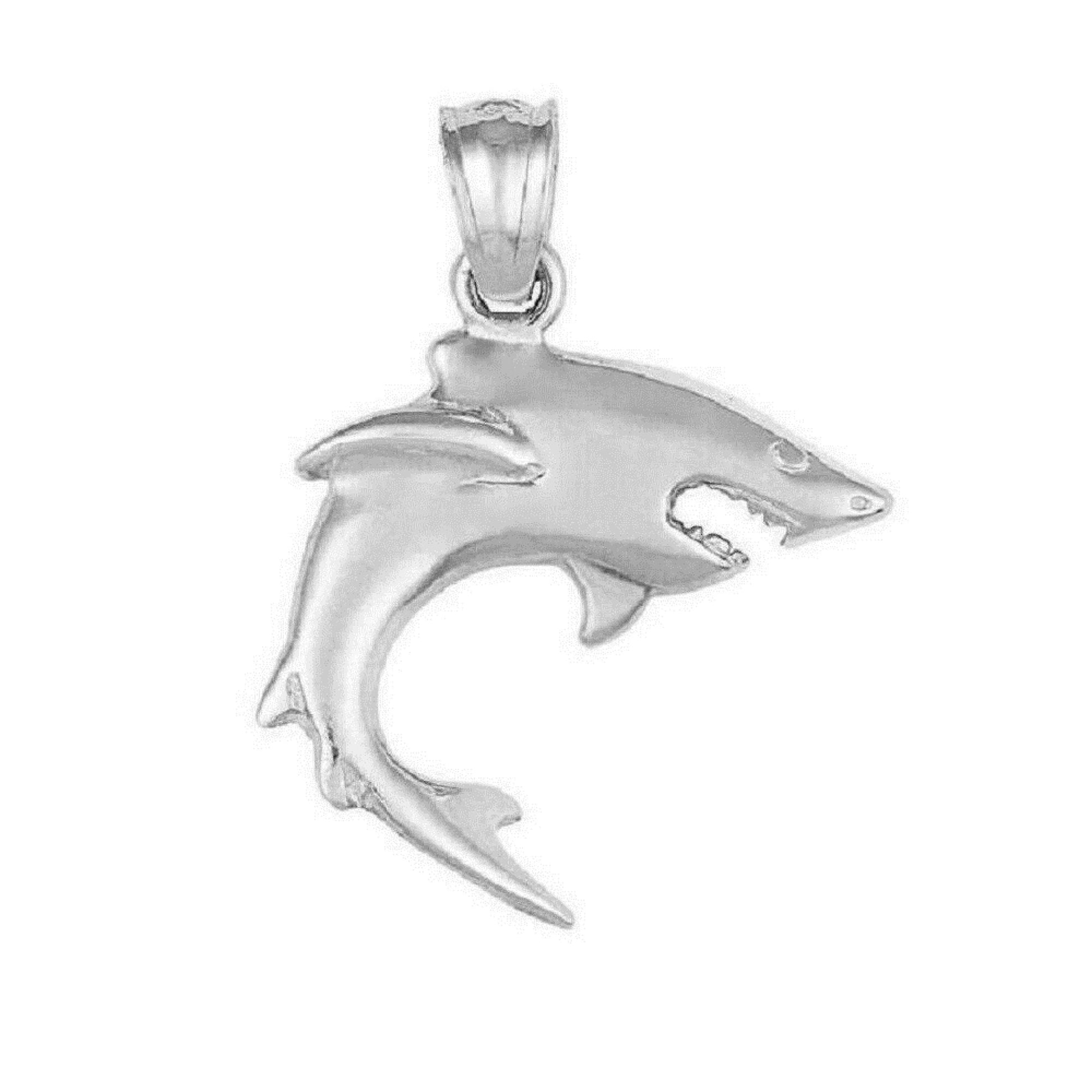 925 Sterling Silver Necklace w/ Shark Pendant Charm
