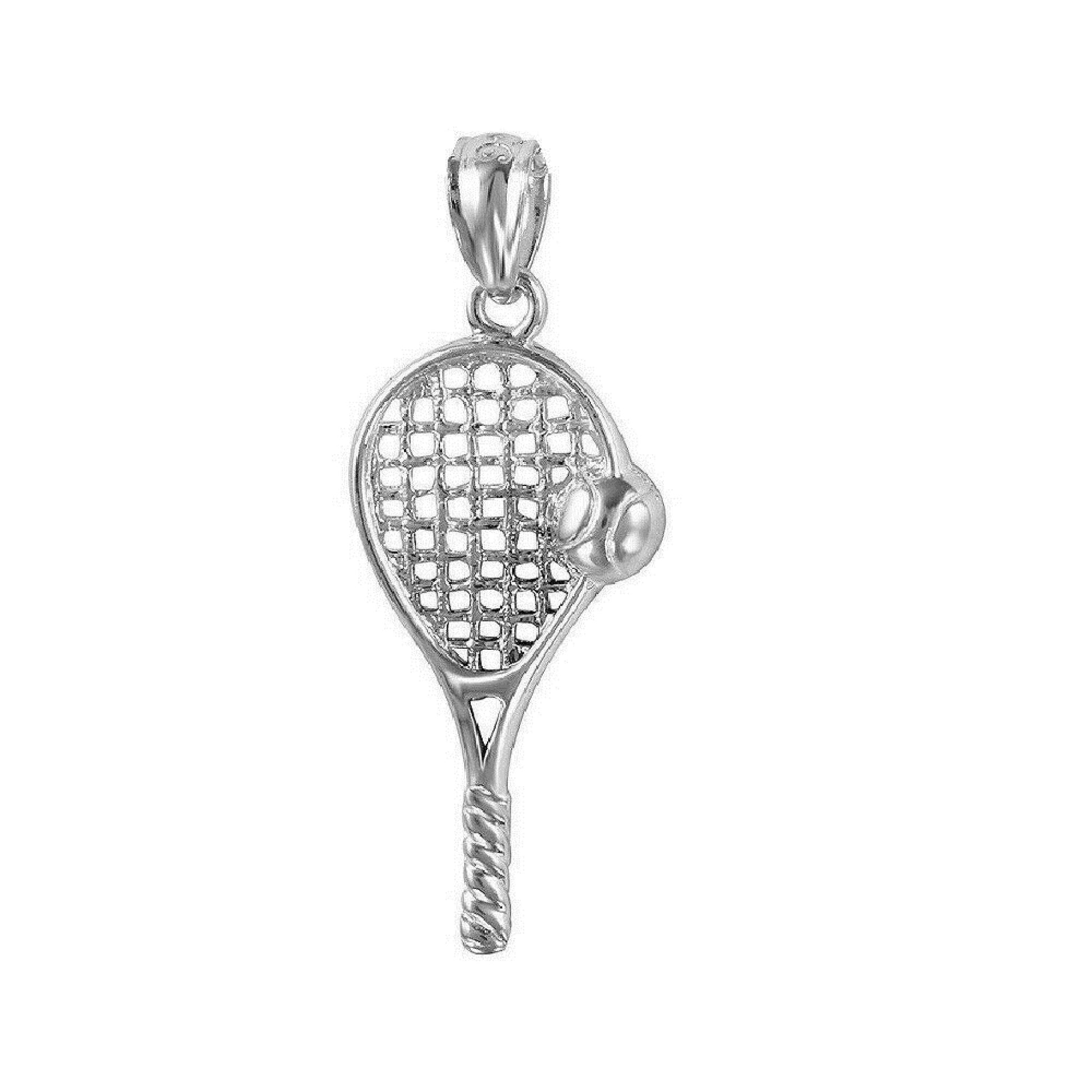 925 Sterling Silver Necklace w/ Tennis Racket & Ball Charm