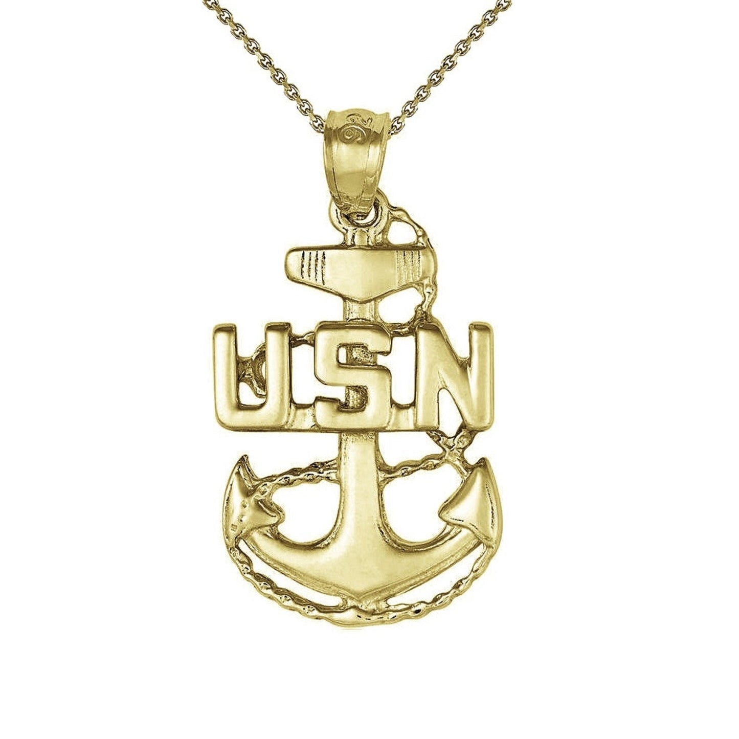 925 Sterling Silver Necklace w/ U.S. Navy Anchor Pendant Charm