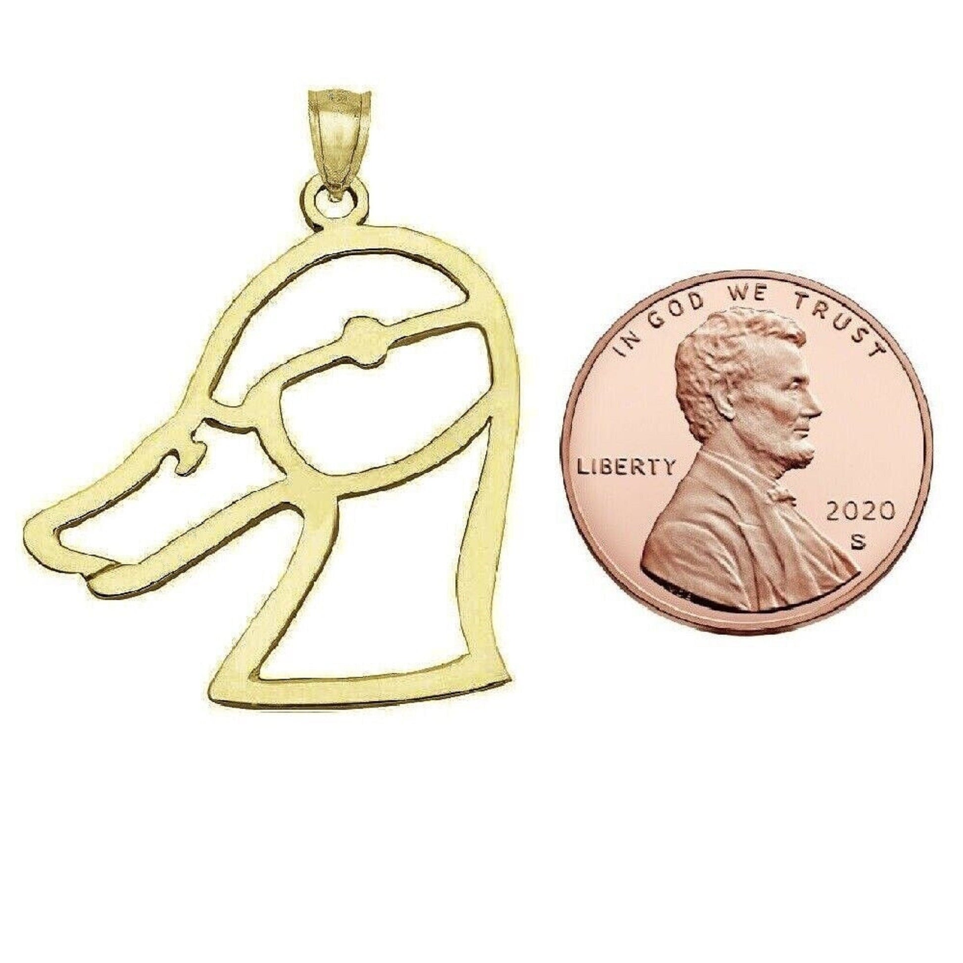 925 Sterling Silver Yellow Gold Plated 1mm Cable Chain Necklace w/ Duck Head Pendant Charm