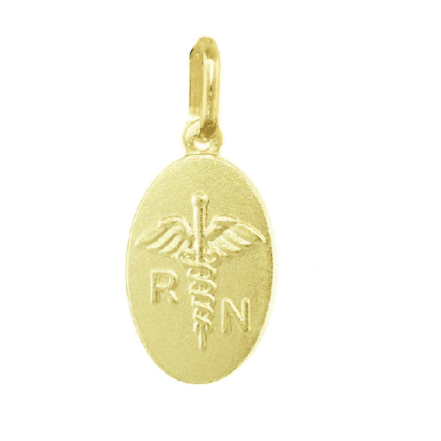 925 Sterling Silver Yellow Gold Plated 1mm Cable Chain Necklace w/ Medical RN Register Nurse Pendant Charm