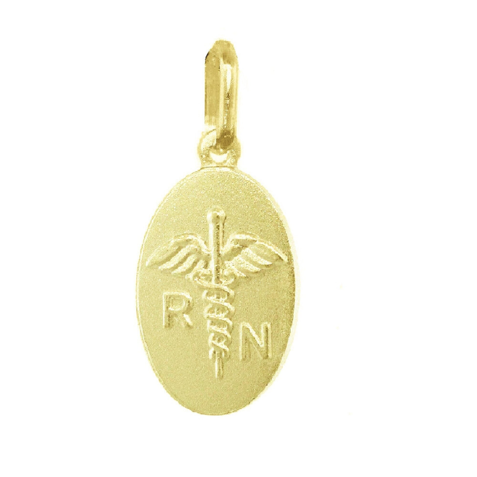 925 Sterling Silver Yellow Gold Plated 1mm Cable Chain Necklace w/ Medical RN Register Nurse Pendant Charm